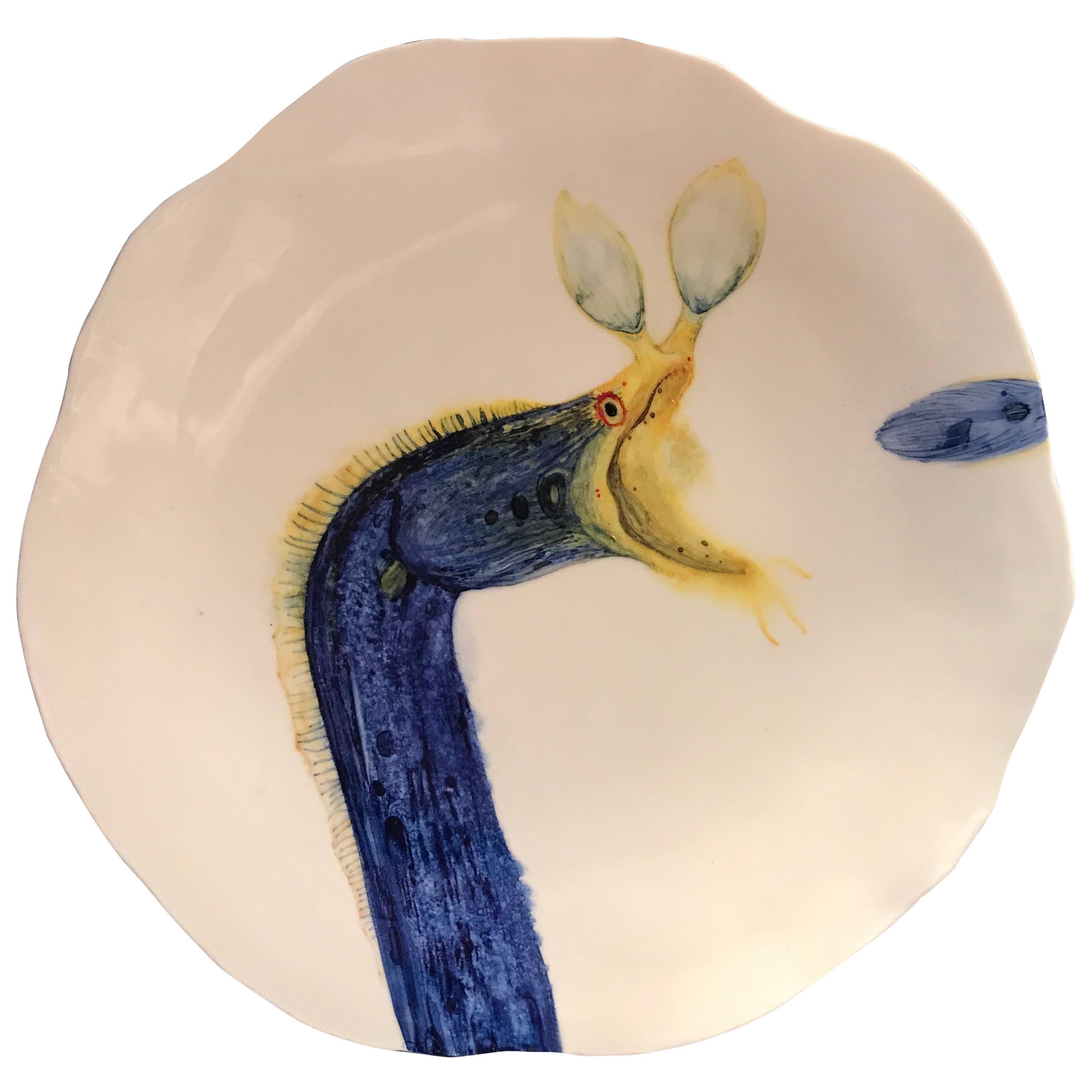 Xue Sun 2018, Unique Enameled Ceramic Wall Platter For Sale