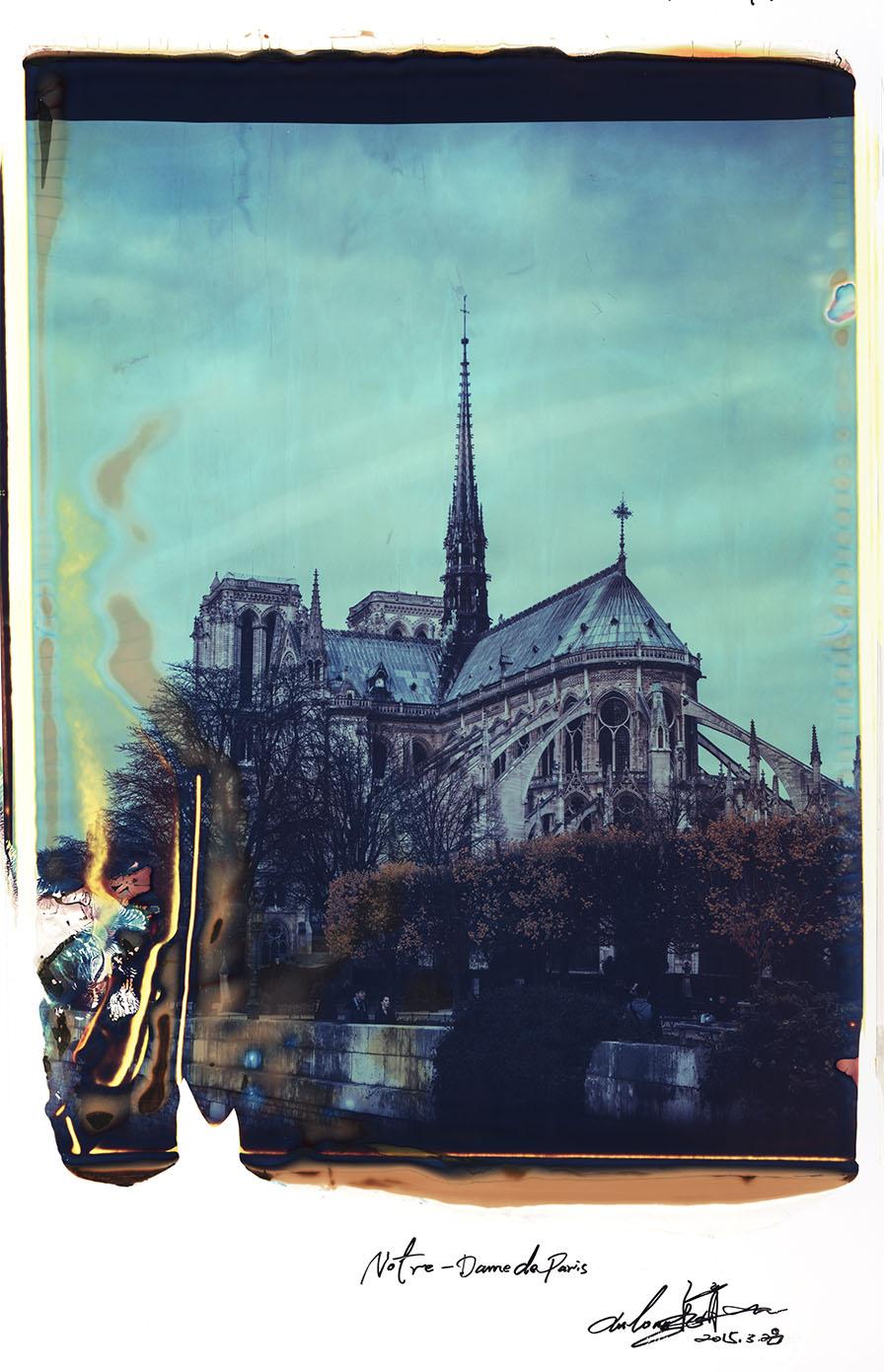 xulong zhang Color Photograph - Notre Dame 11 - Contemporary, 21st Century, Large Format Polaroid, Paris, Icons