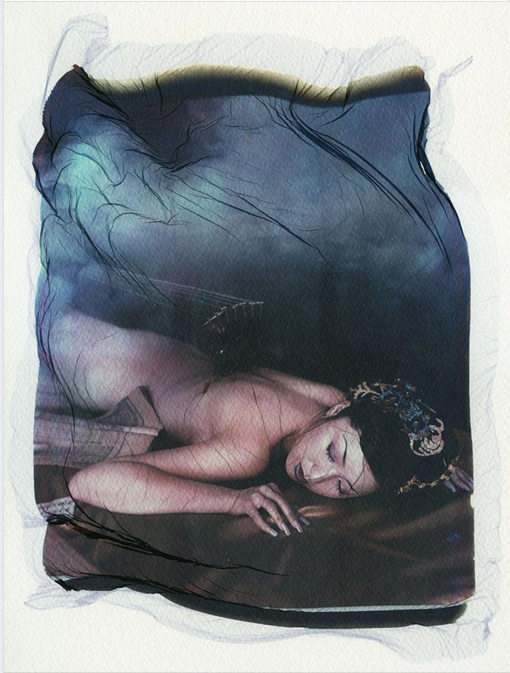 Figurative Photograph xulong zhang - Sans titre, transfert d'émulsion Polaroid, contemporain, XXIe siècle, nu