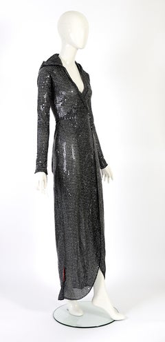 XULY BET vintage 1990s silver sequin stretch hooded wrap dress
