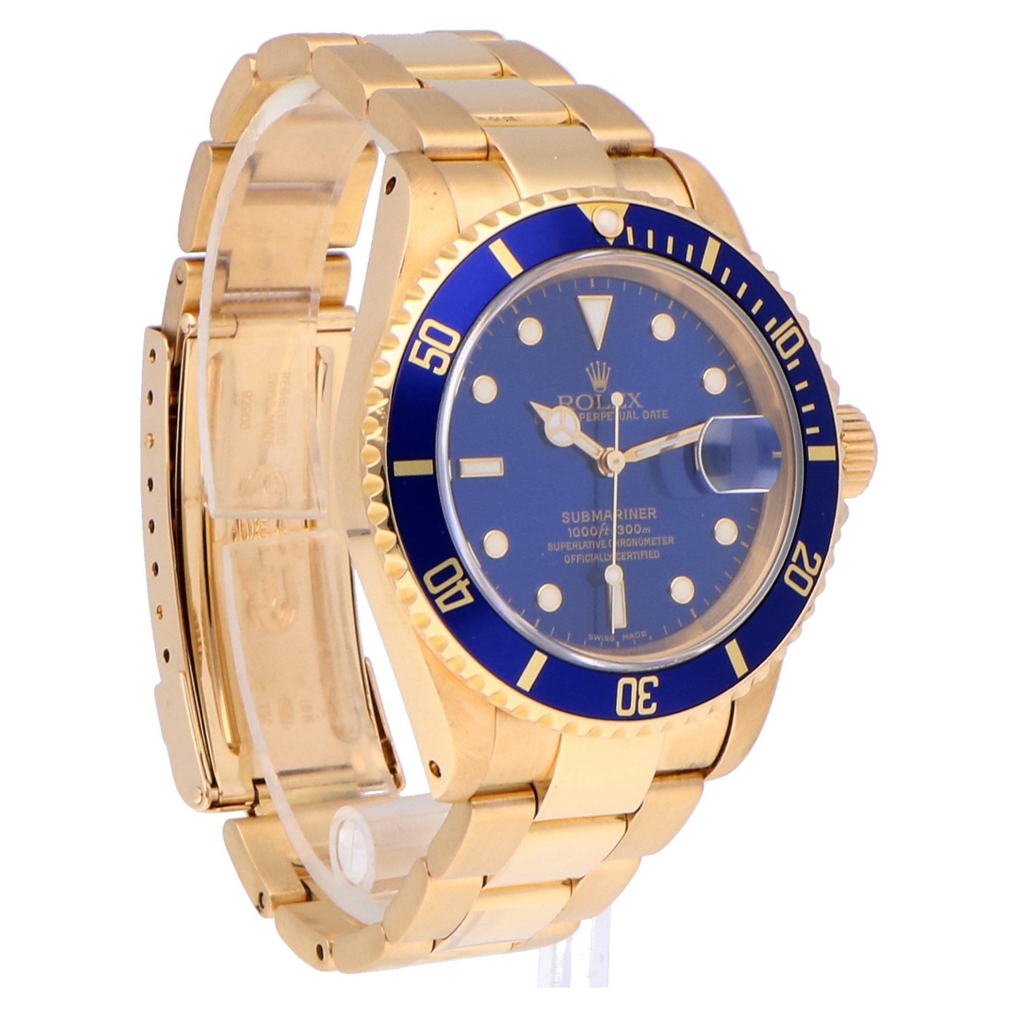 Pre-Owned Rolex Submariner Date 18 Karat Yellow Gold 16618 Watch 1