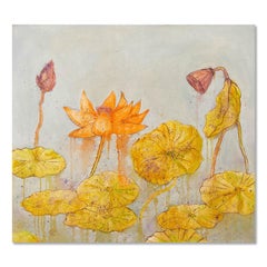 Xuzeng Liu Impressionist Original Oil On Canvas "Autumn Lotus III"