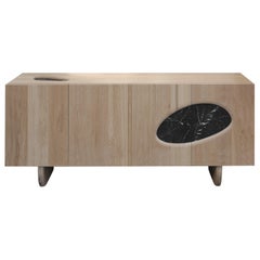 XV, White Oak Credenza with Marble from Collection Noviembre by Joel Escalona