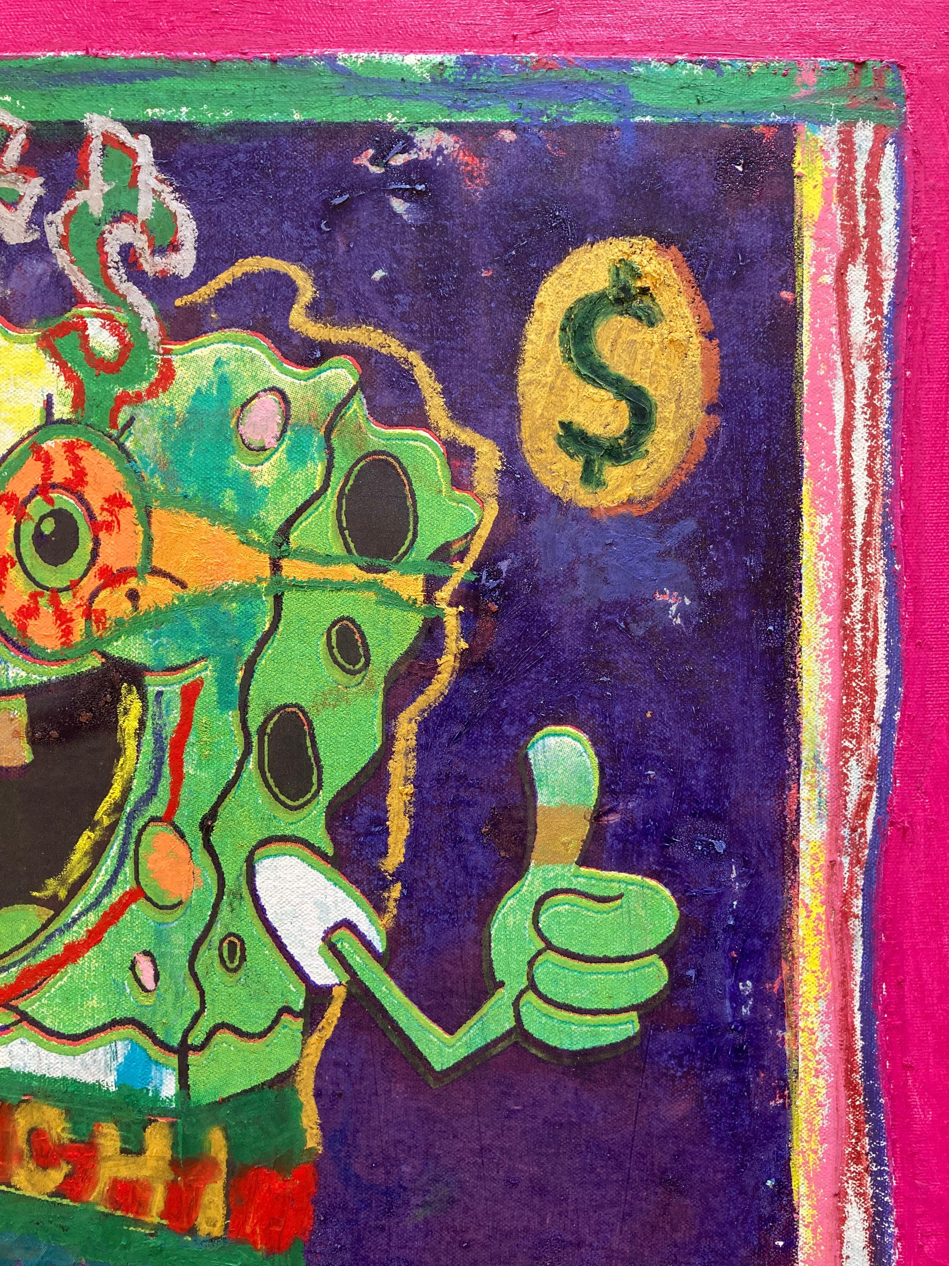'Meme Money 000: Goochi Sponge, ' by XVALA, Mixed Media Painting For Sale 3