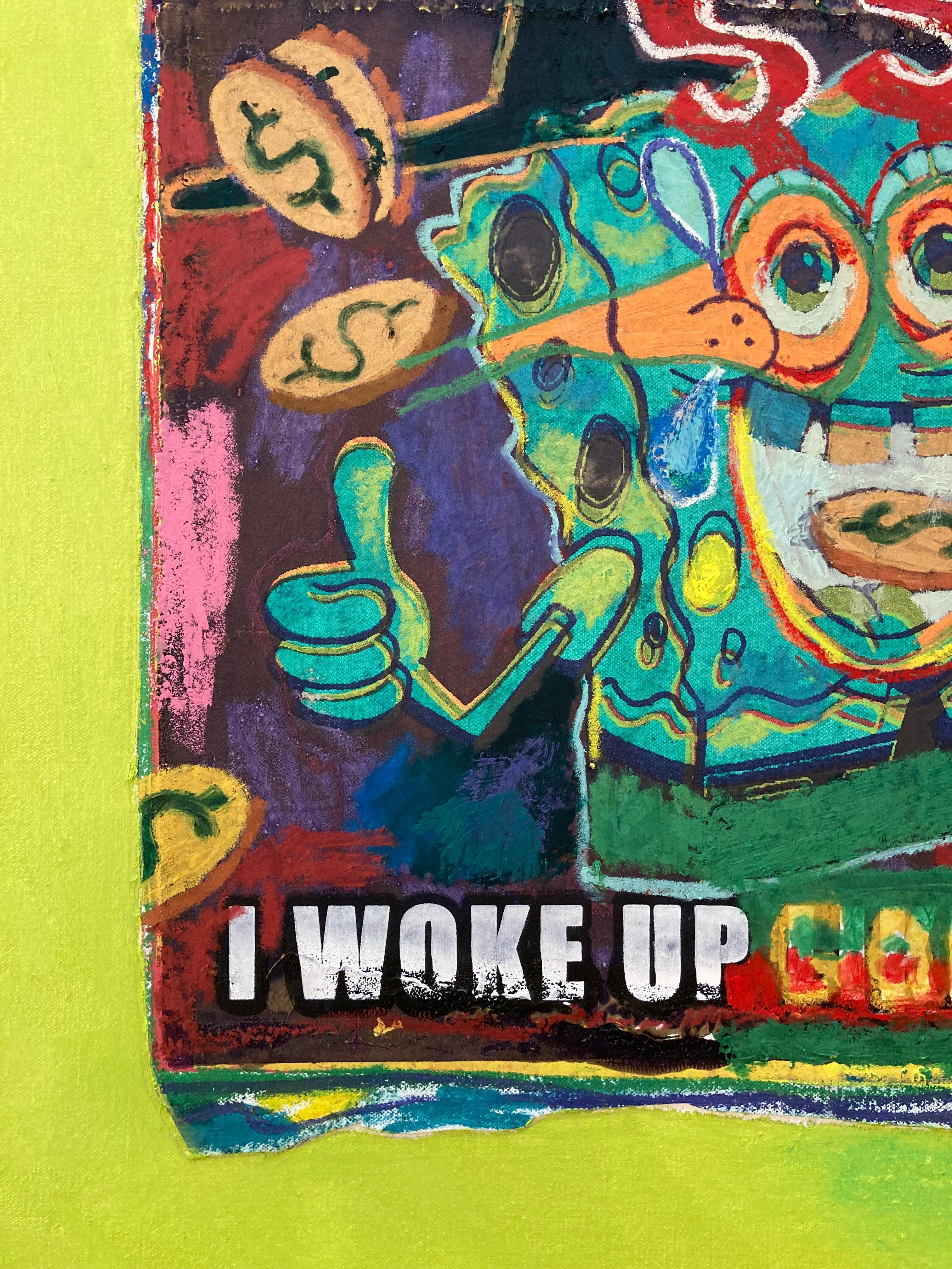 'Meme Money 002: Goochi Sponge, ' by XVALA, Mixed Media Painting For Sale 1