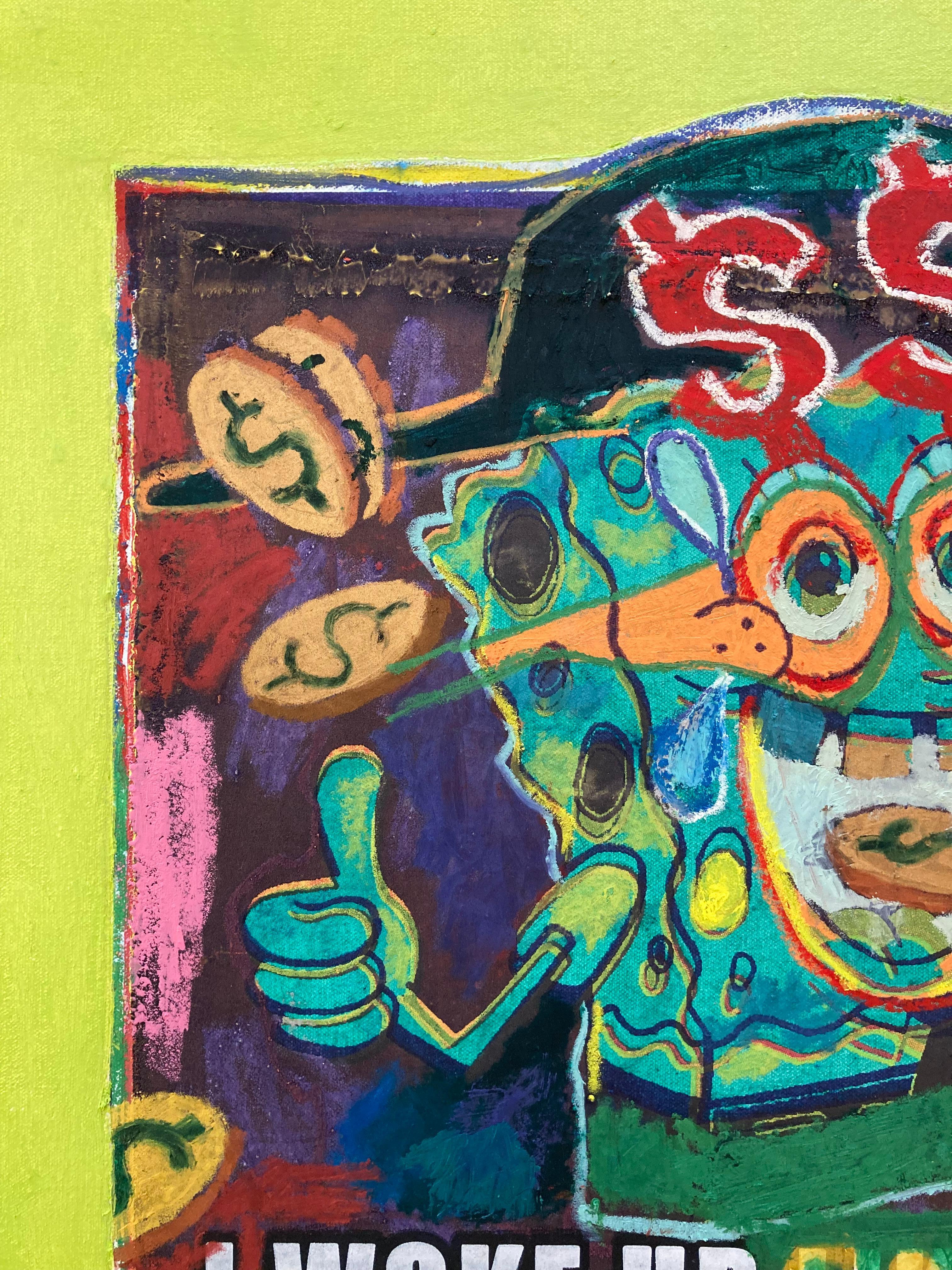 'Meme Money 002: Goochi Sponge, ' by XVALA, Mixed Media Painting For Sale 2