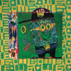 „Meme Money 007: Grüner Goochi“, von XVALA, Gemälde in Mischtechnik