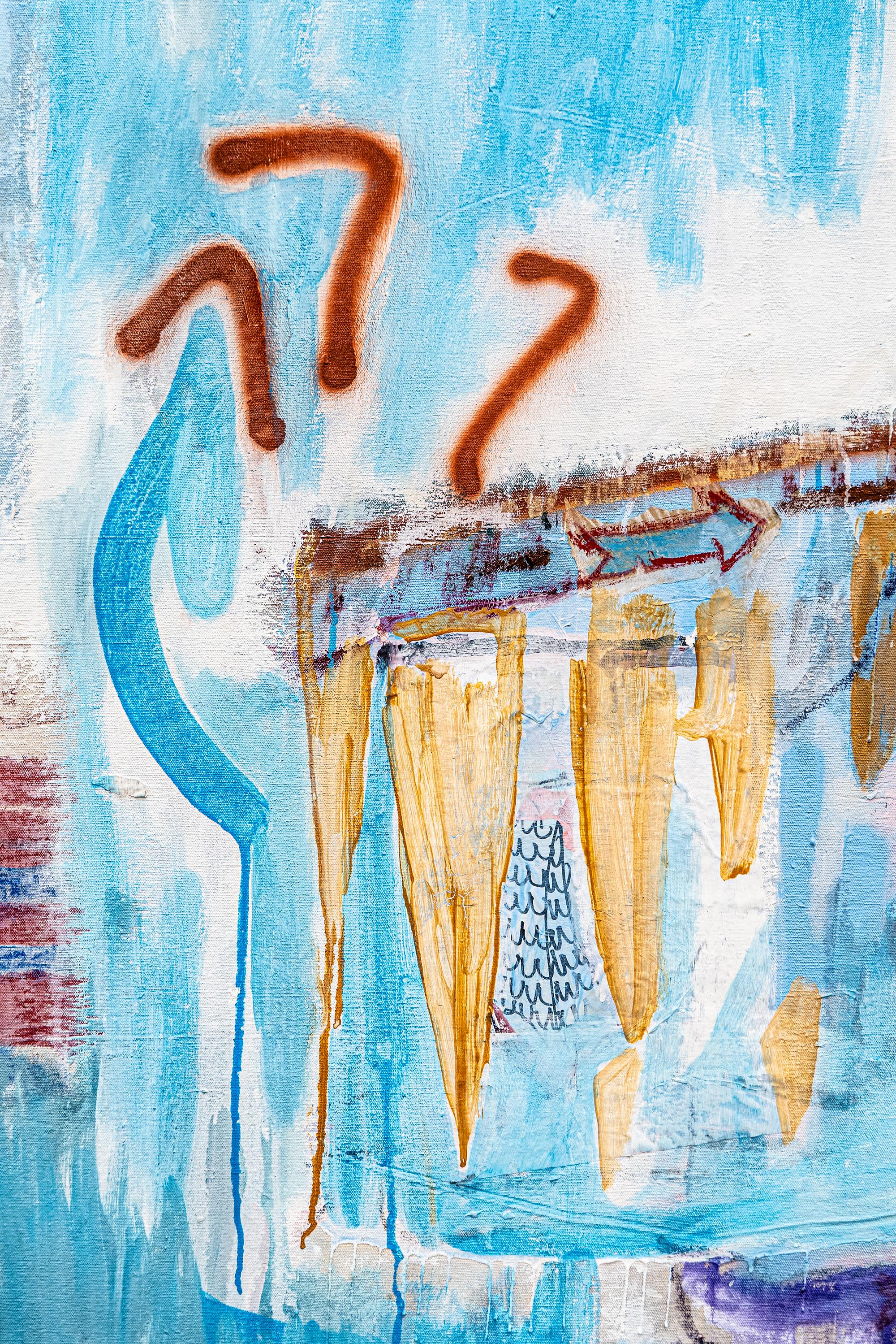 „Rot“, von XVALA, Gemälde in Acryl, Ölstift und Sprühfarbe auf Leinwand im Angebot 6