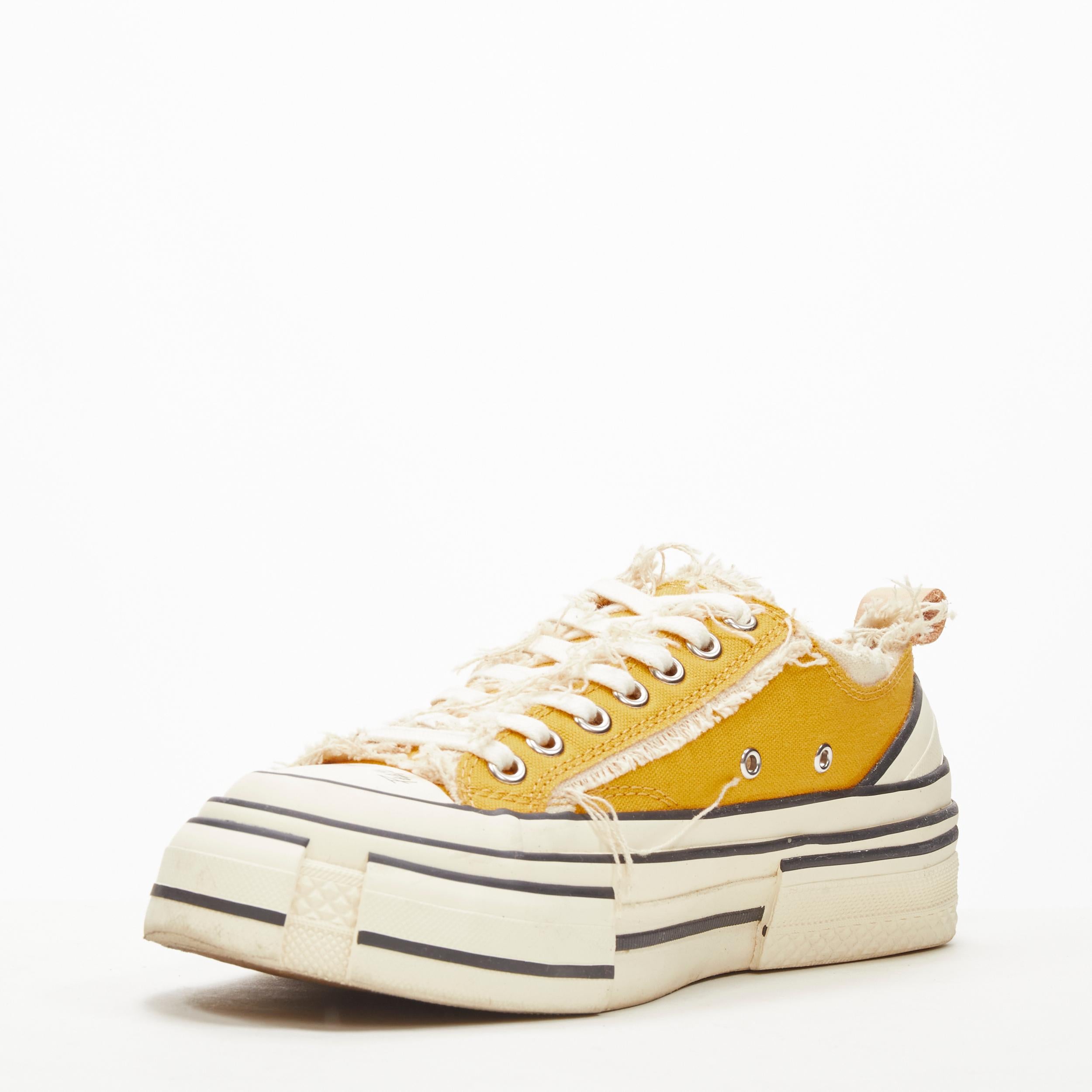White XVESSEL G.O.P. Lows yellow deconstructed distressed sneakers EU37 US7 For Sale