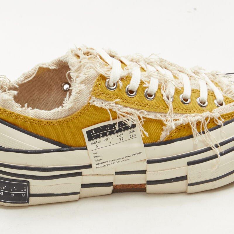 Chausssures basses XVESSEL G.O.P. jaune déconstruites et vieillies EU37 US7 en vente 3