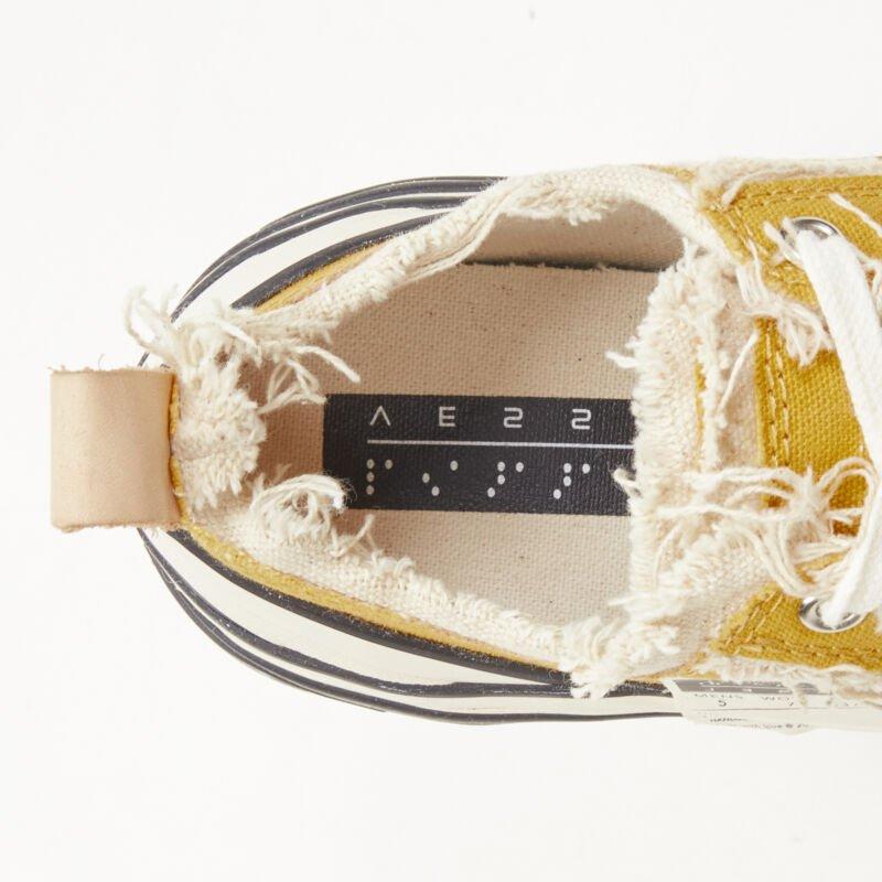 Chausssures basses XVESSEL G.O.P. jaune déconstruites et vieillies EU37 US7 en vente 4