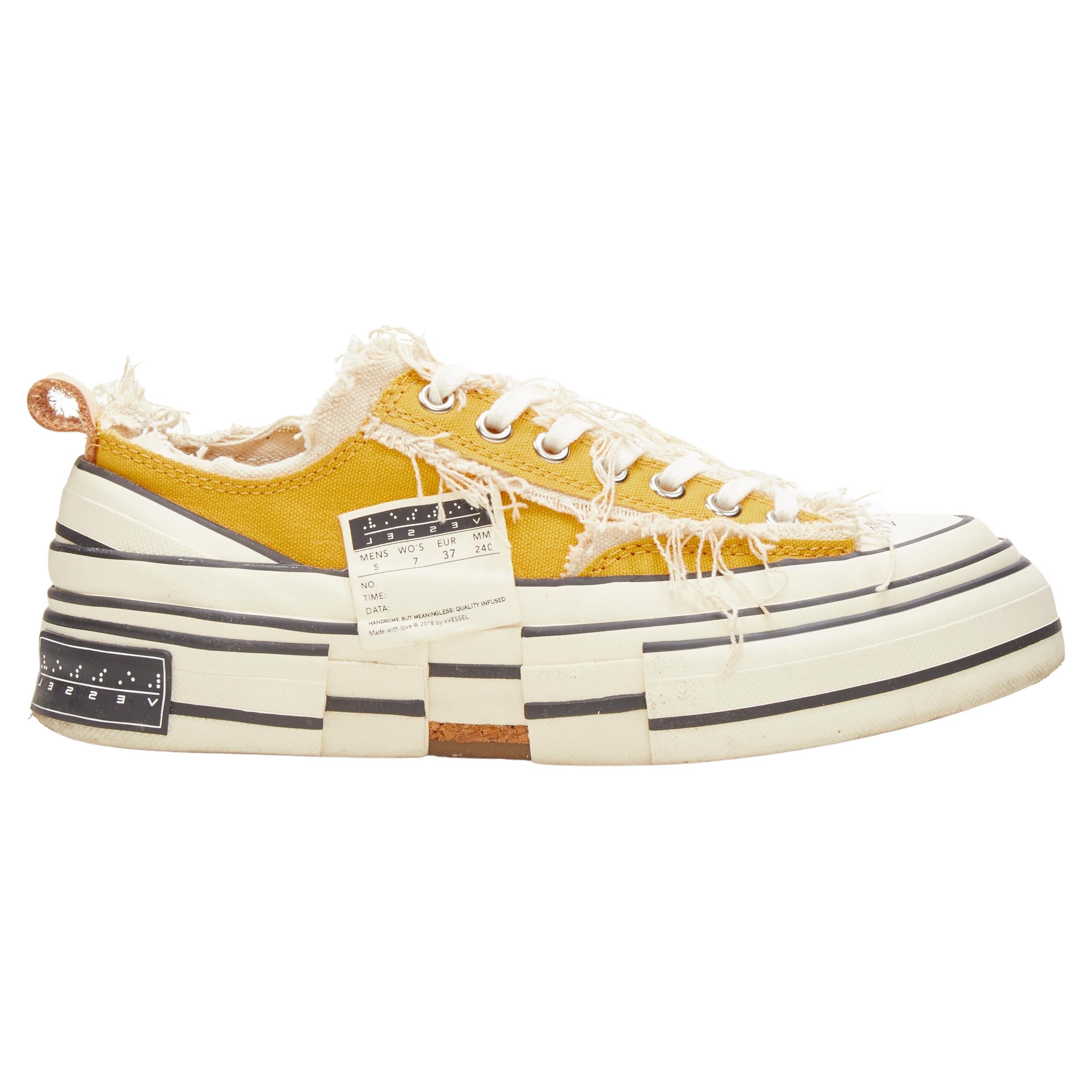 XVESSEL G.O.P. Lows yellow deconstructed distressed sneakers EU37 US7 For Sale