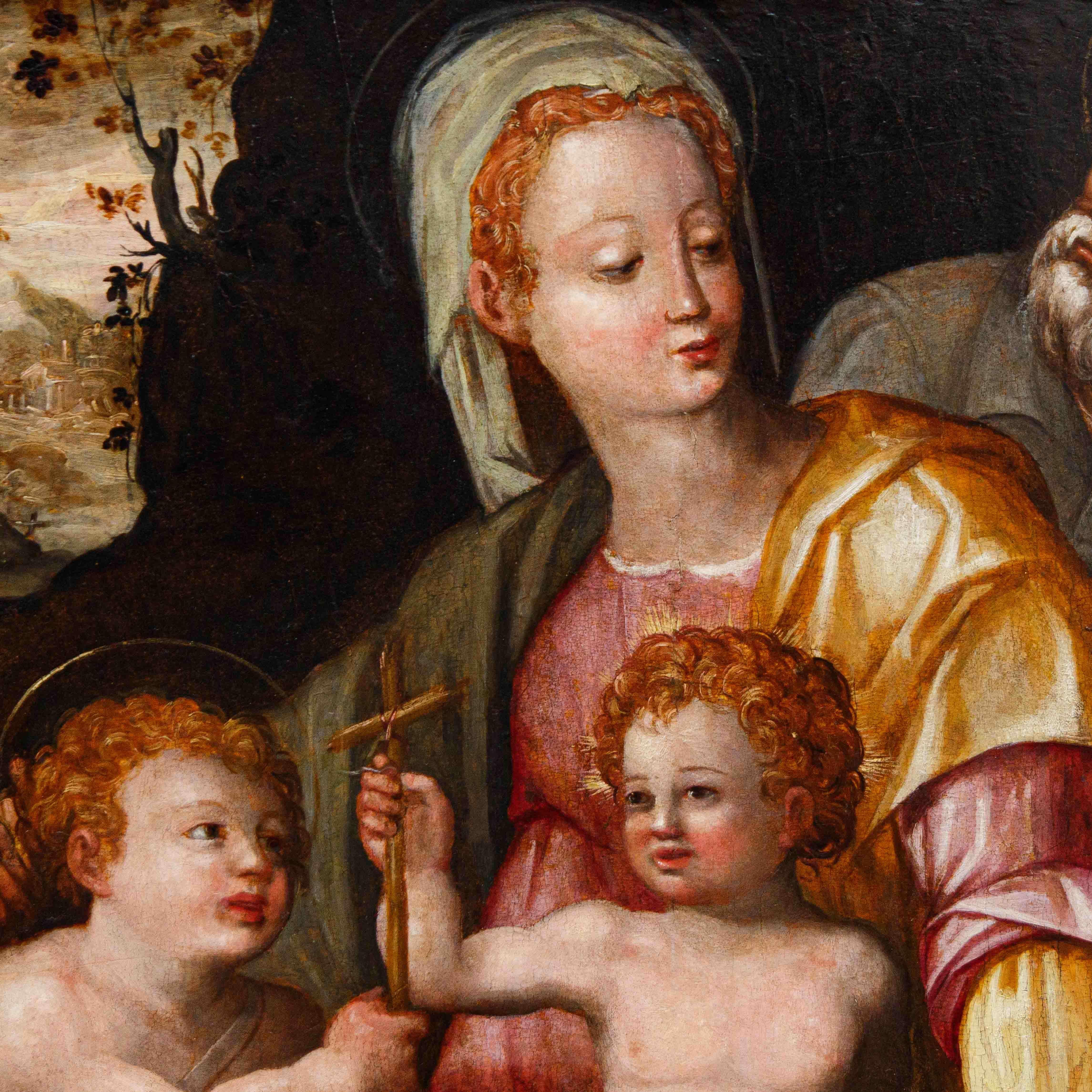 16. Jahrhundert, Toskanische Schule, Heilige Familie mit dem Heiligen Johannes (Sonstiges) im Angebot