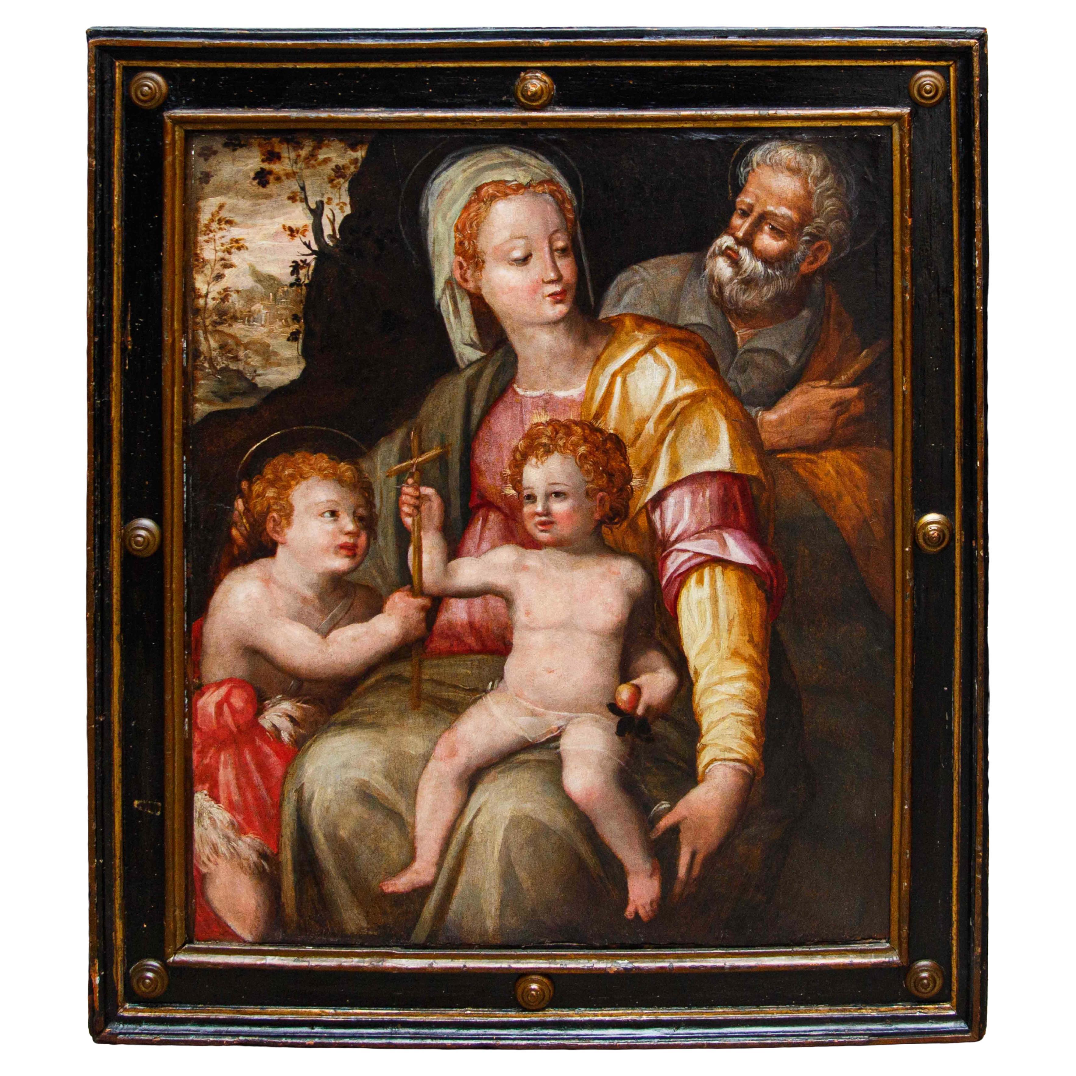 XVIe siècle, École toscane, Sainte Famille avec saint Jean