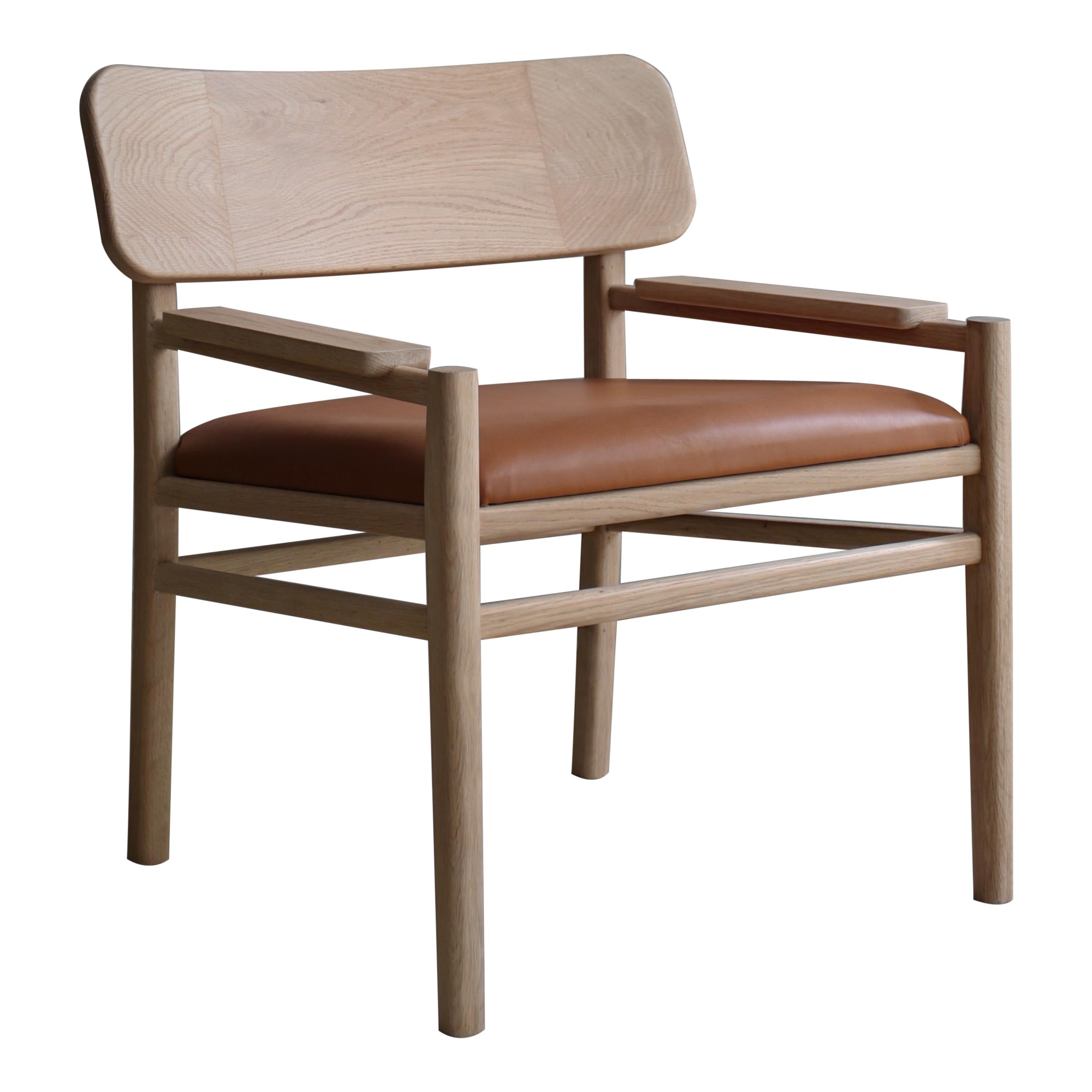 XVI, White Oak Lounge Chair with Leather Seat by Joel Escalona