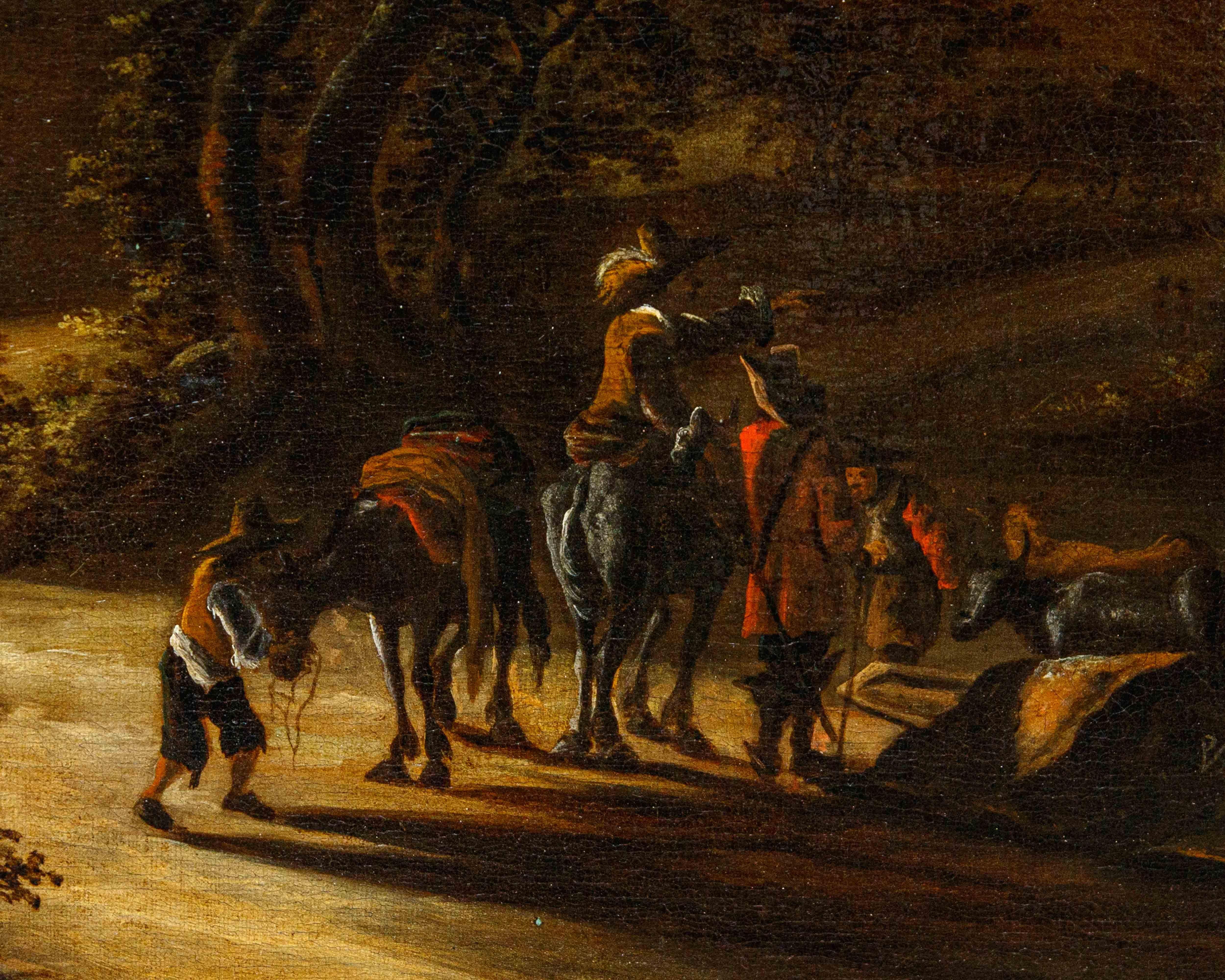 Dutch XVII secolo, Paesaggio con personaggi in vendita