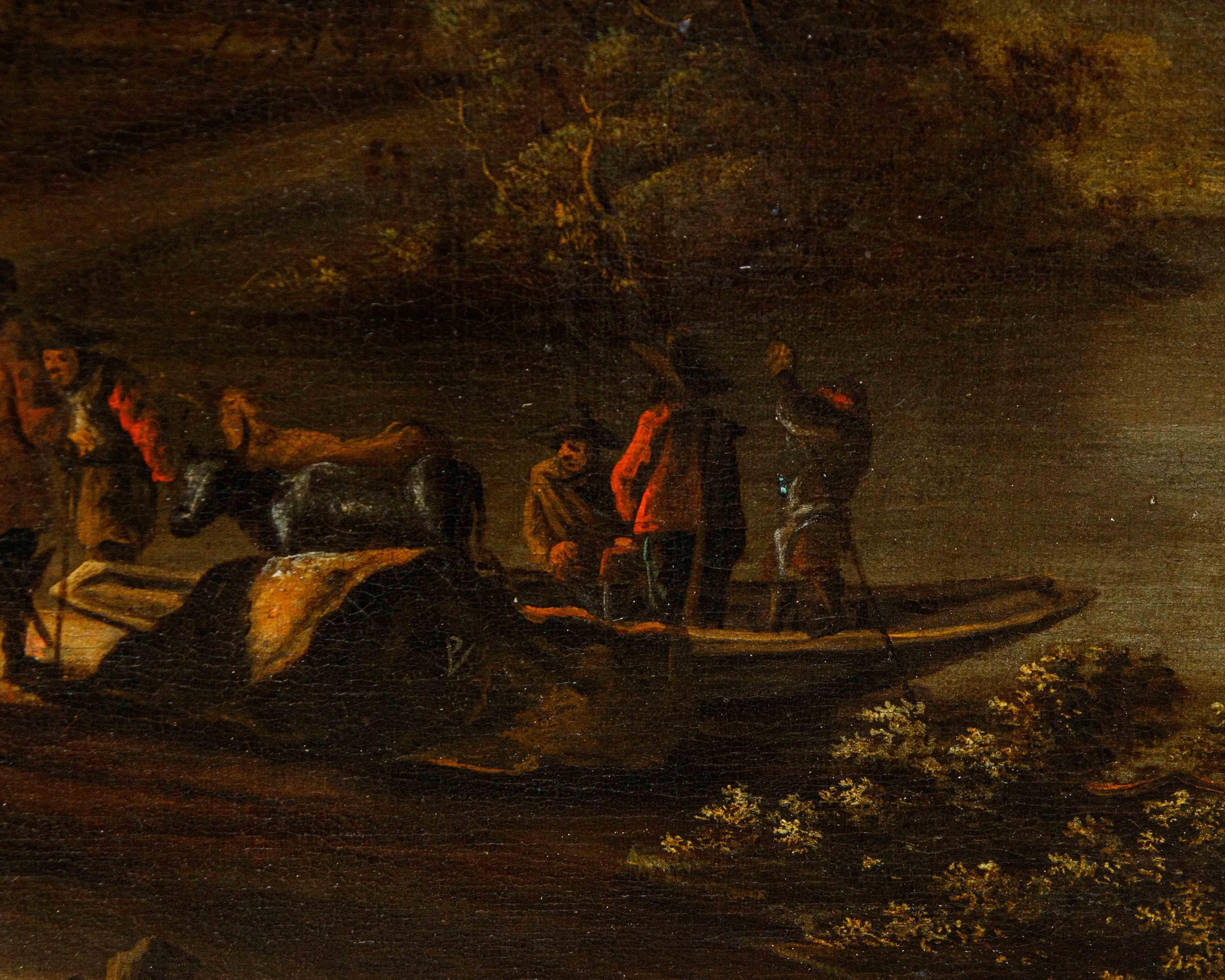 Tela XVII secolo, Paesaggio con personaggi in vendita