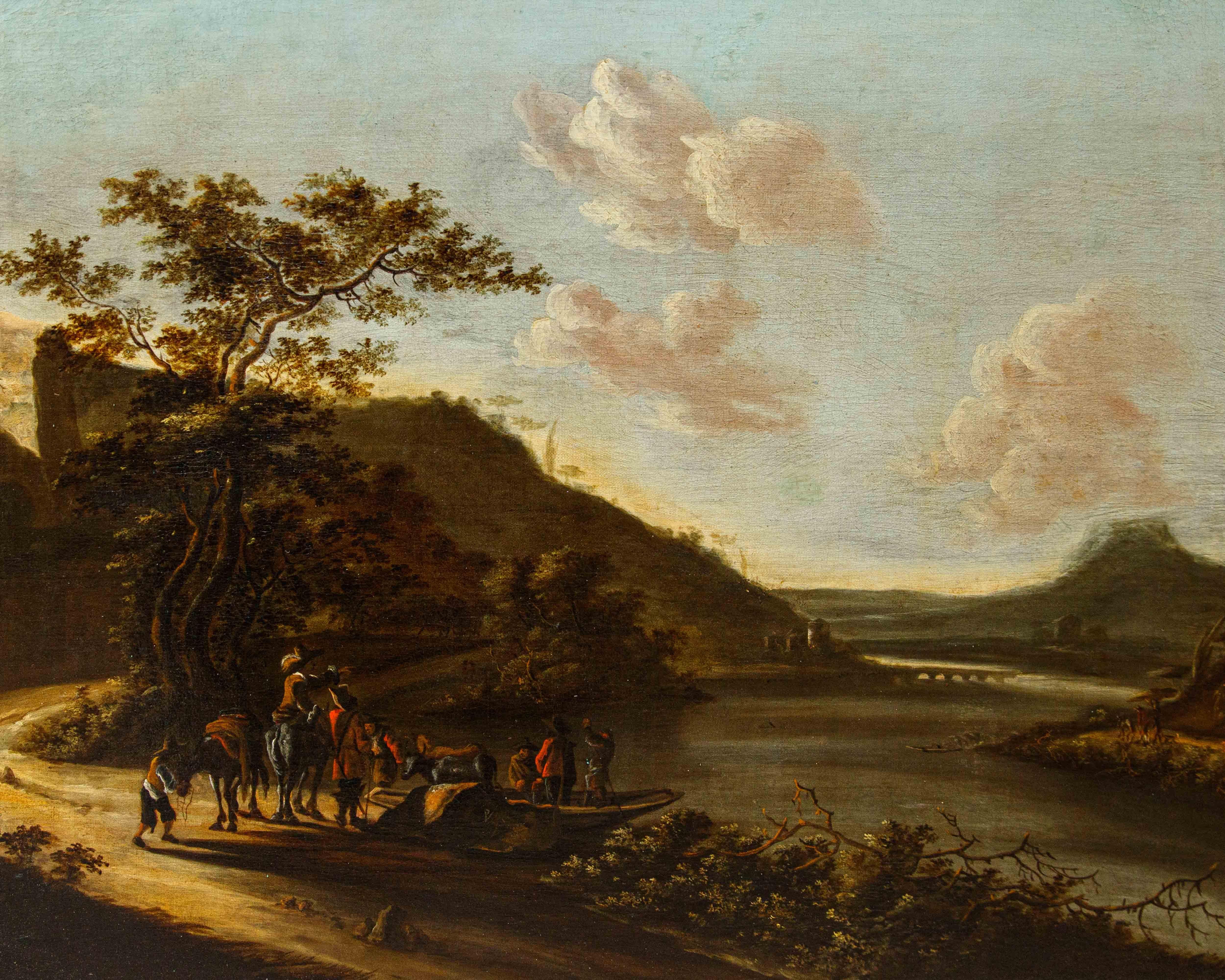 XVII secolo, Paesaggio con personaggi in vendita 1