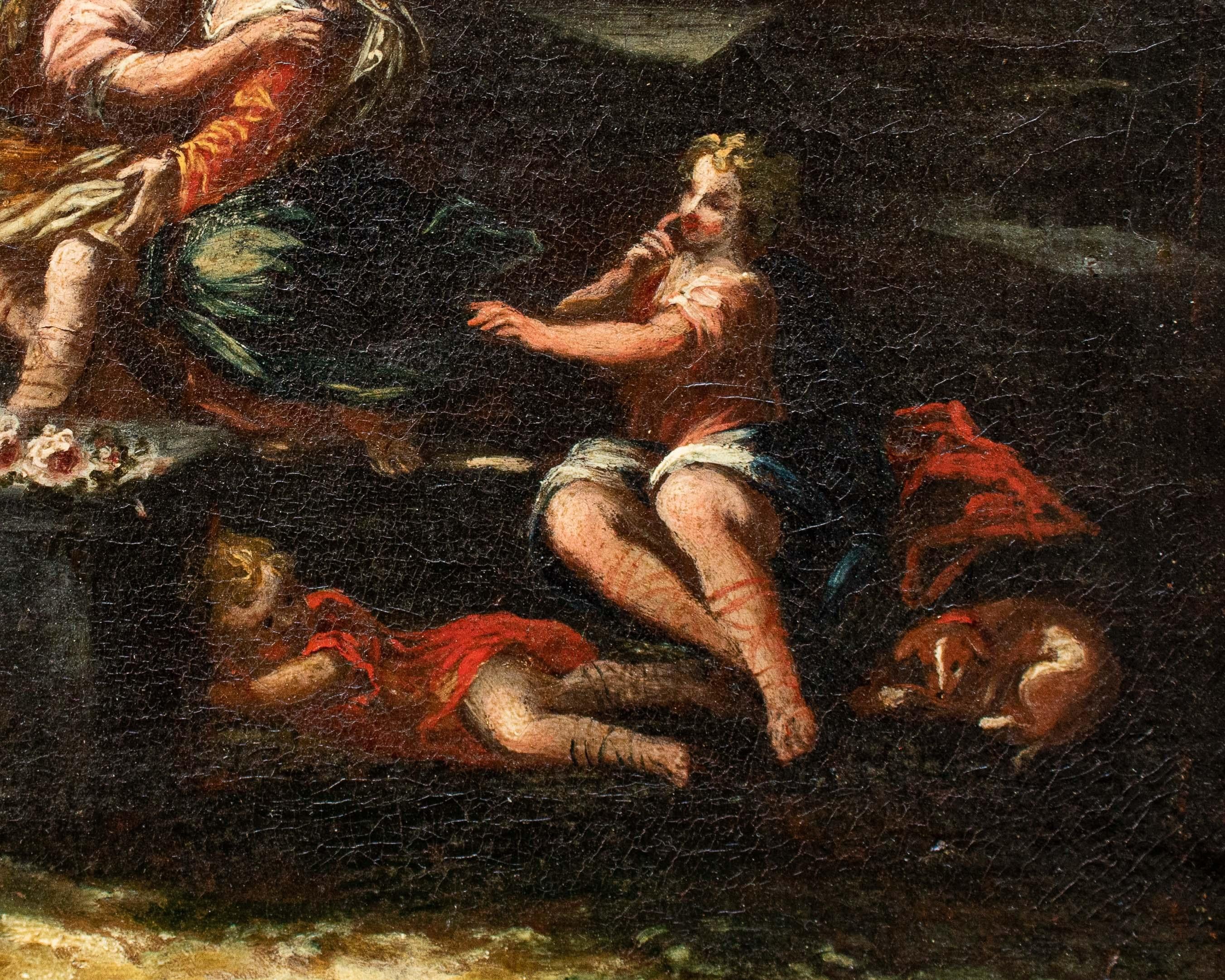 XVII secolo, scuola emiliana,  Paesaggio agreste con scene galanti en venta 2