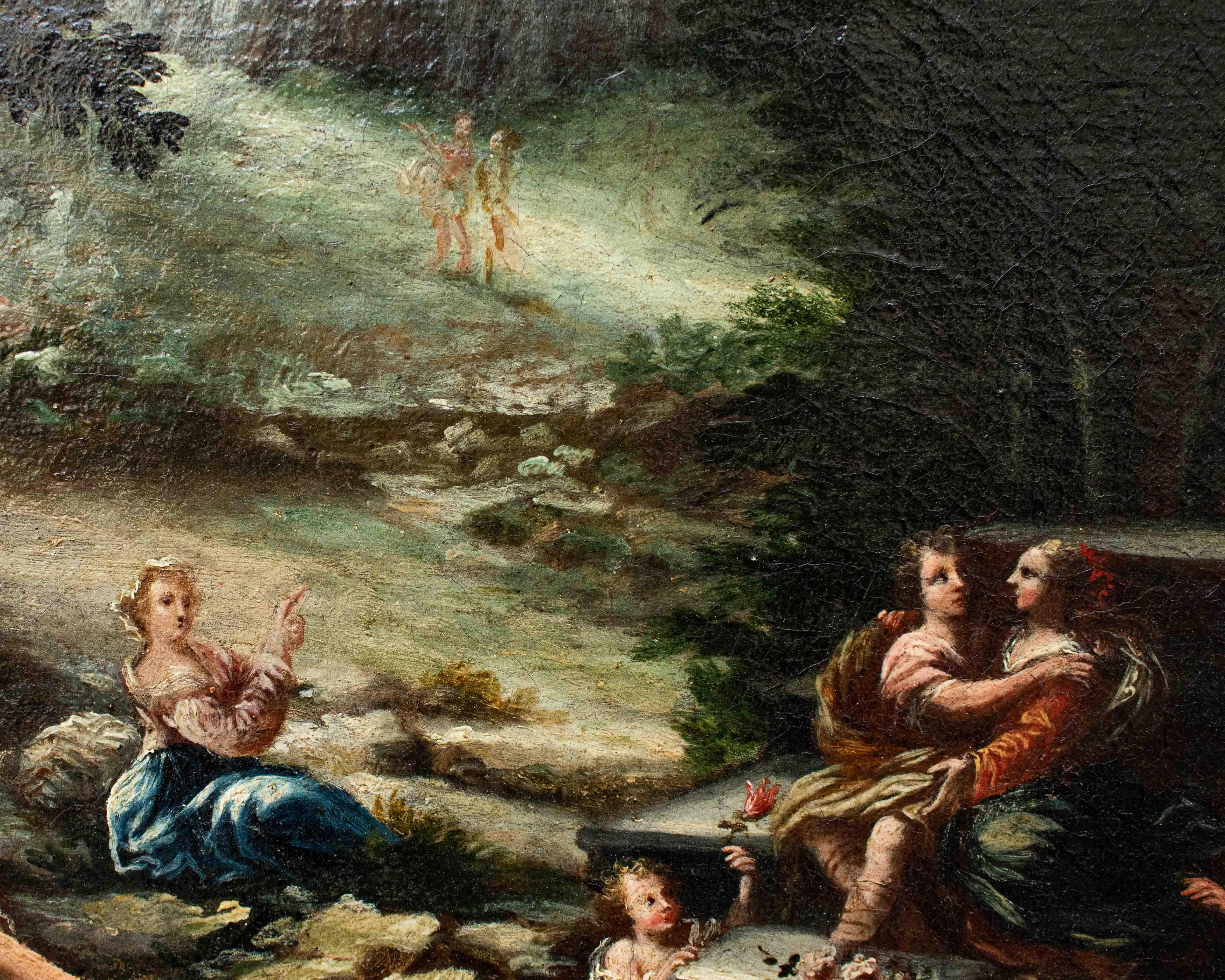 XVII secolo, scuola emiliana,  Paesaggio agreste con scene galanti Otro en venta