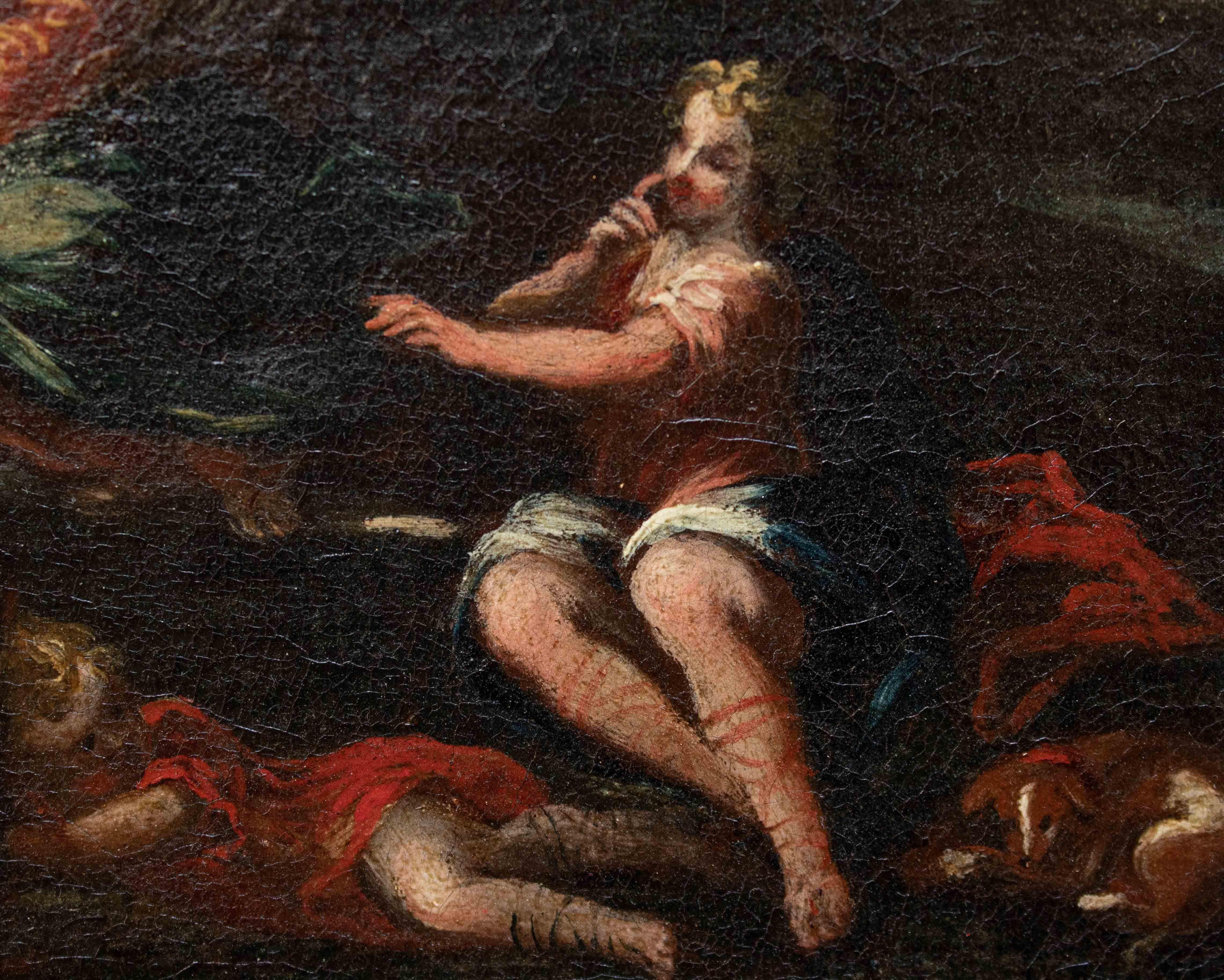 XVII secolo, scuola emiliana,  Paesaggio agreste con scene galanti en Bueno estado para la venta en Milan, IT