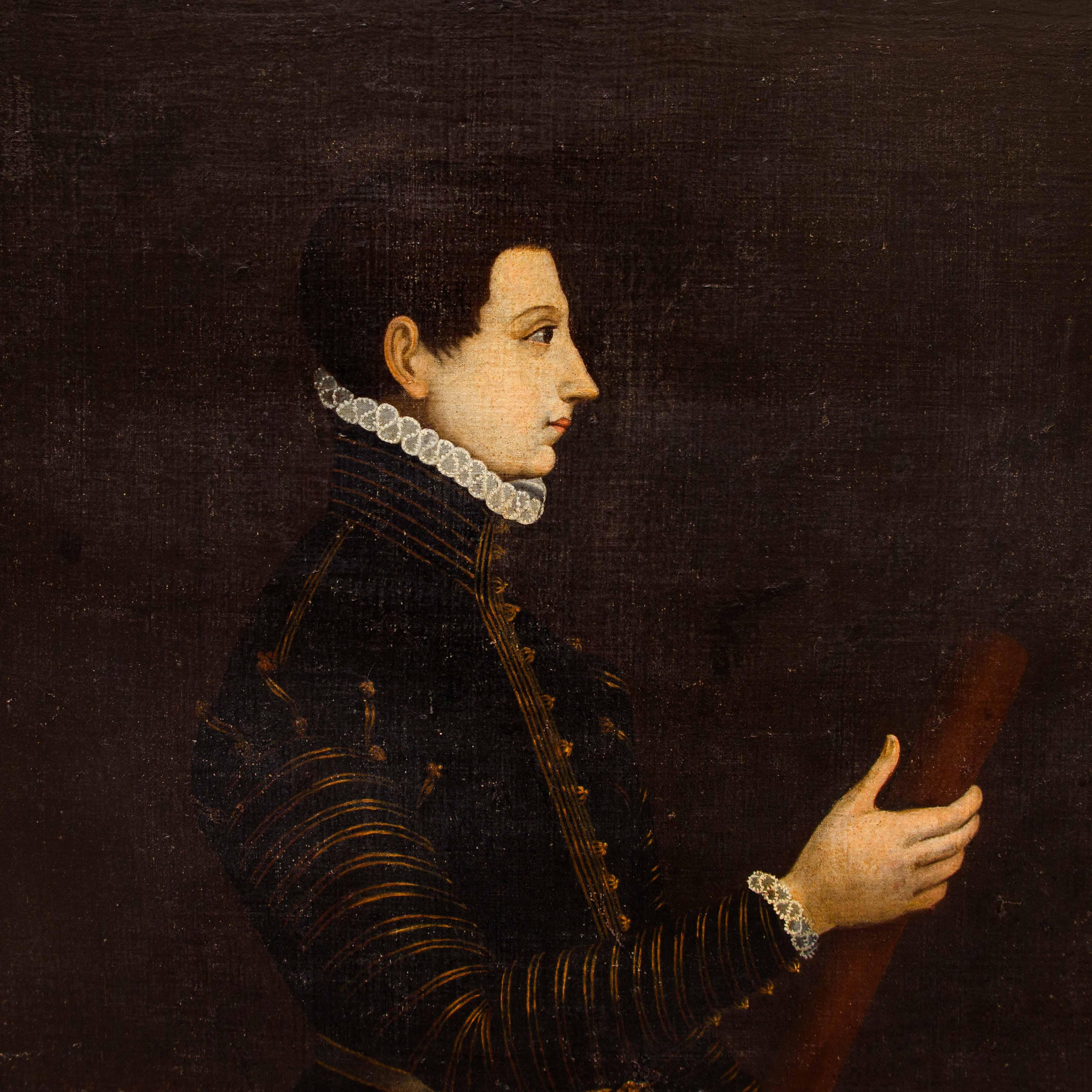 17. Jahrhundert, Lombardische Schule, Porträt eines Schwertkämpfers im Profil (18th Century and Earlier) im Angebot