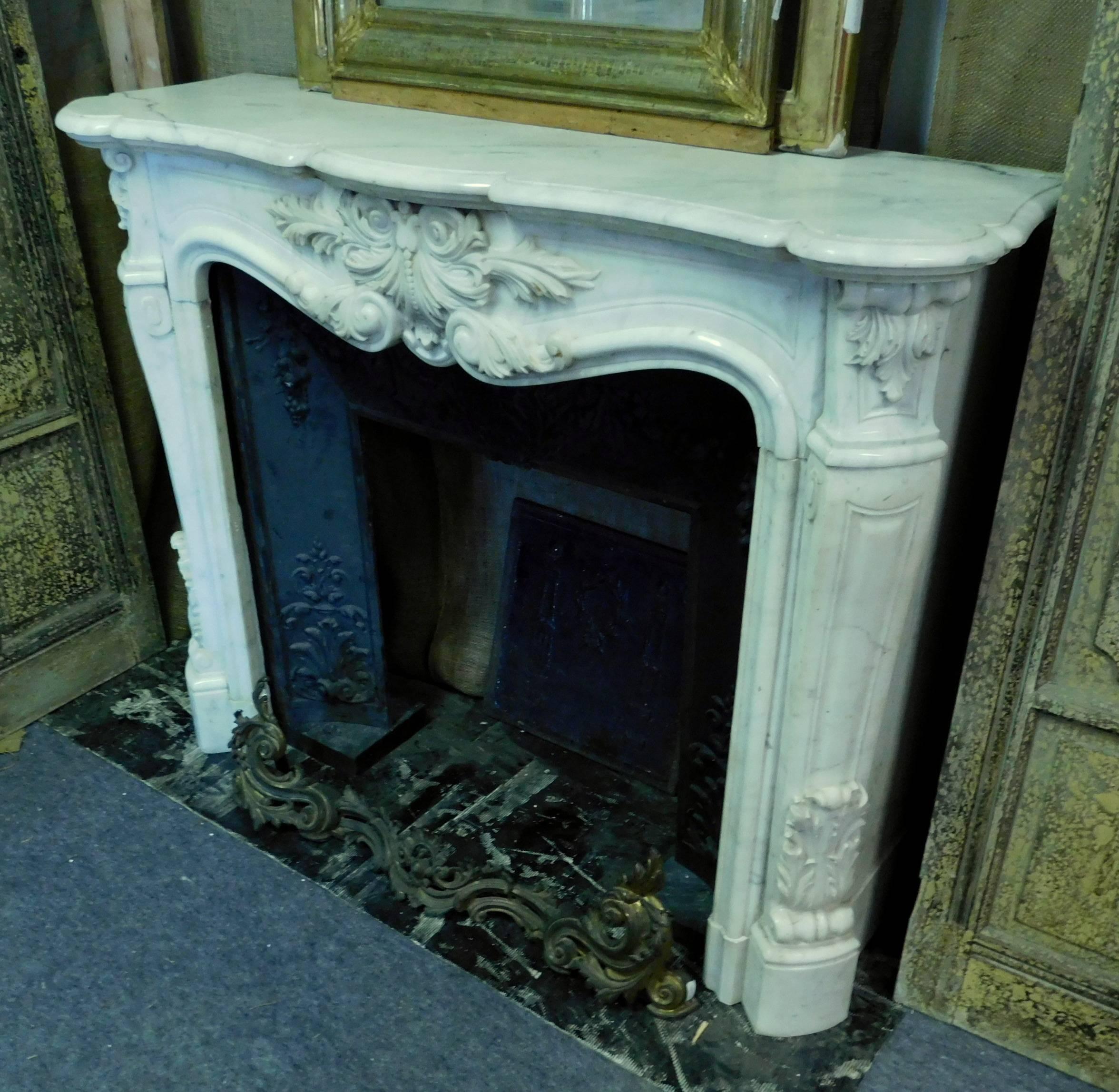 18th century antique Carrara fireplace mantel.