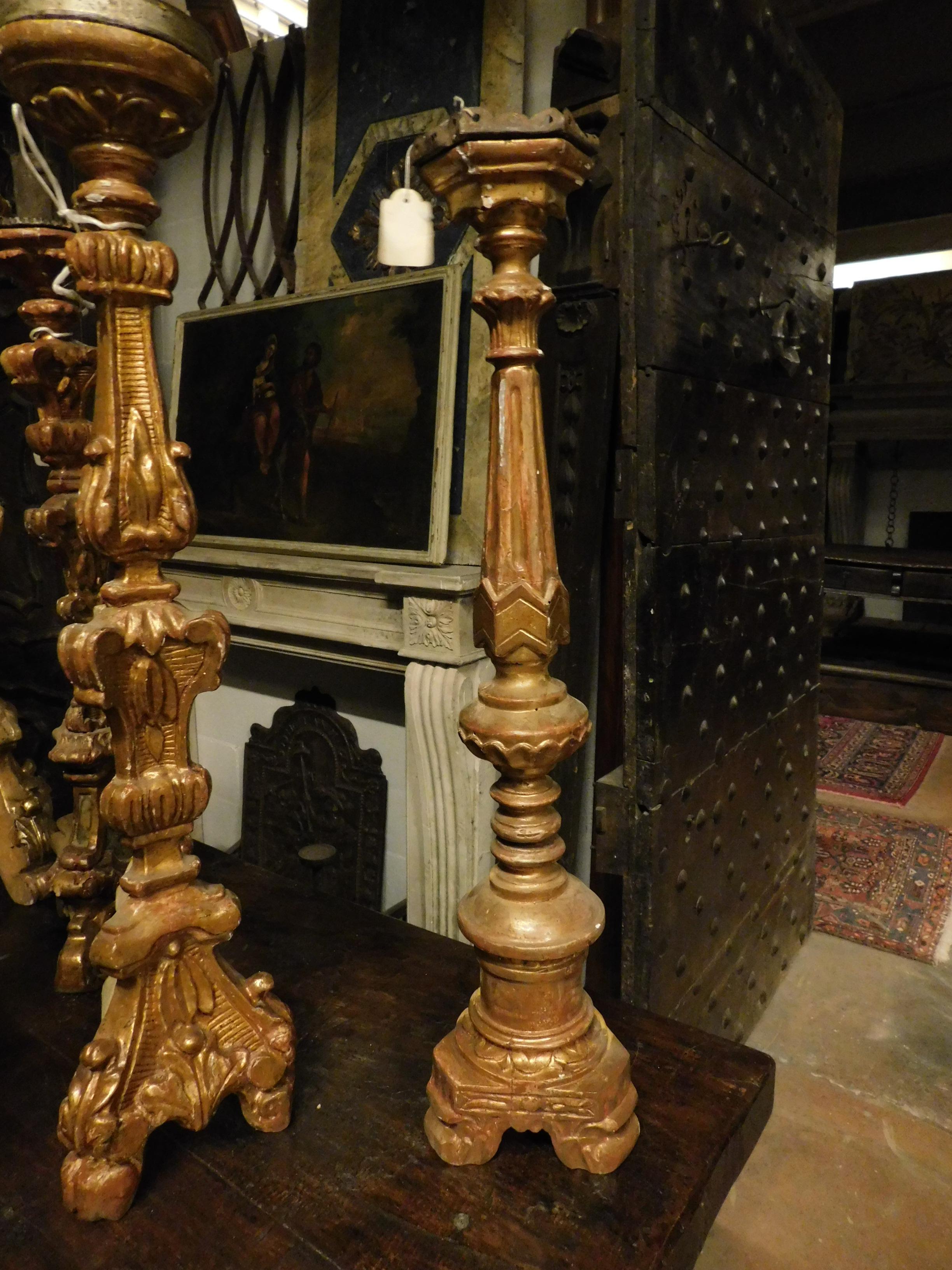 18th Century Antiques Candelabra in Gilded Wood 1