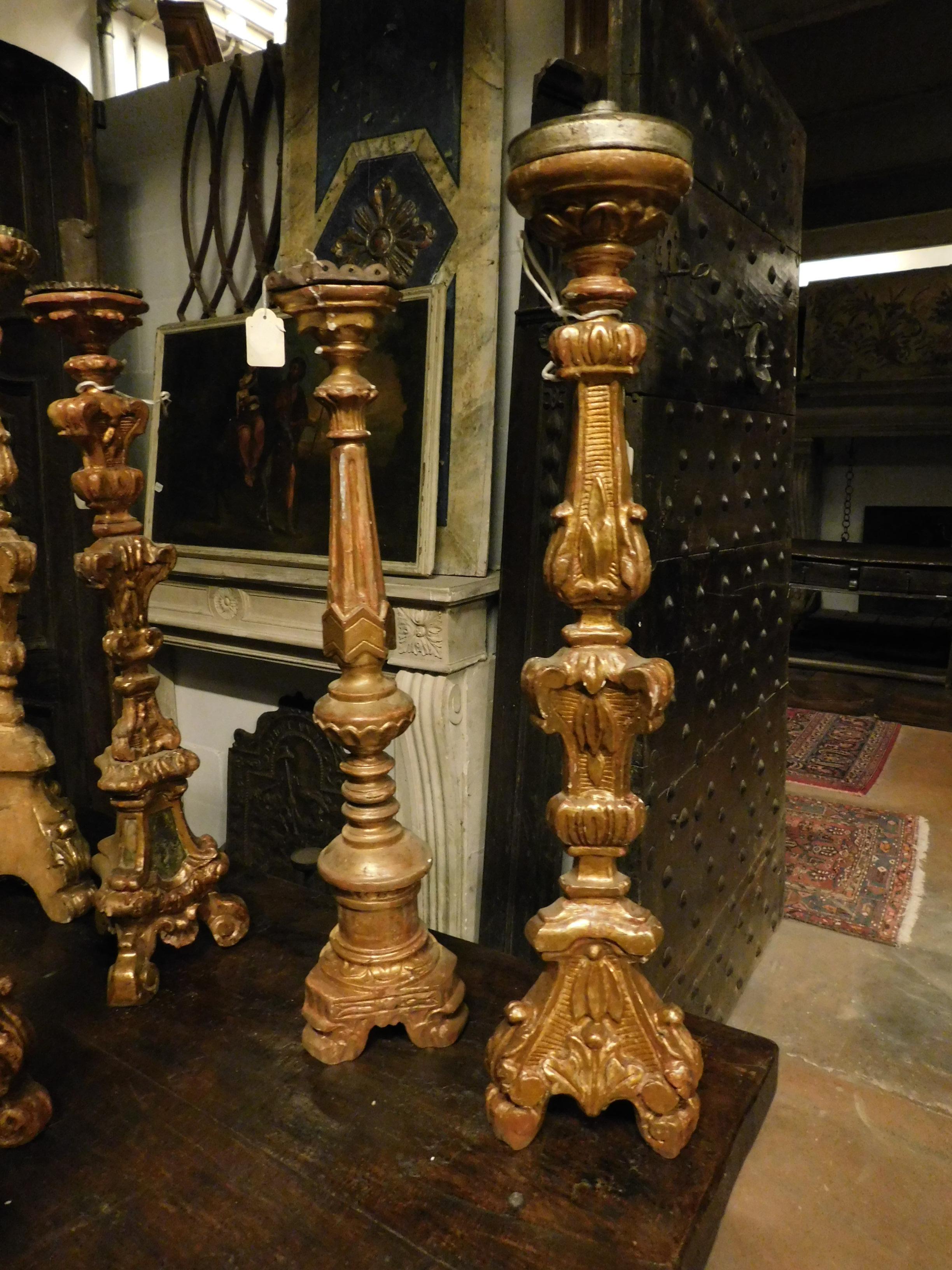 18th Century Antiques Candelabra in Gilded Wood 2