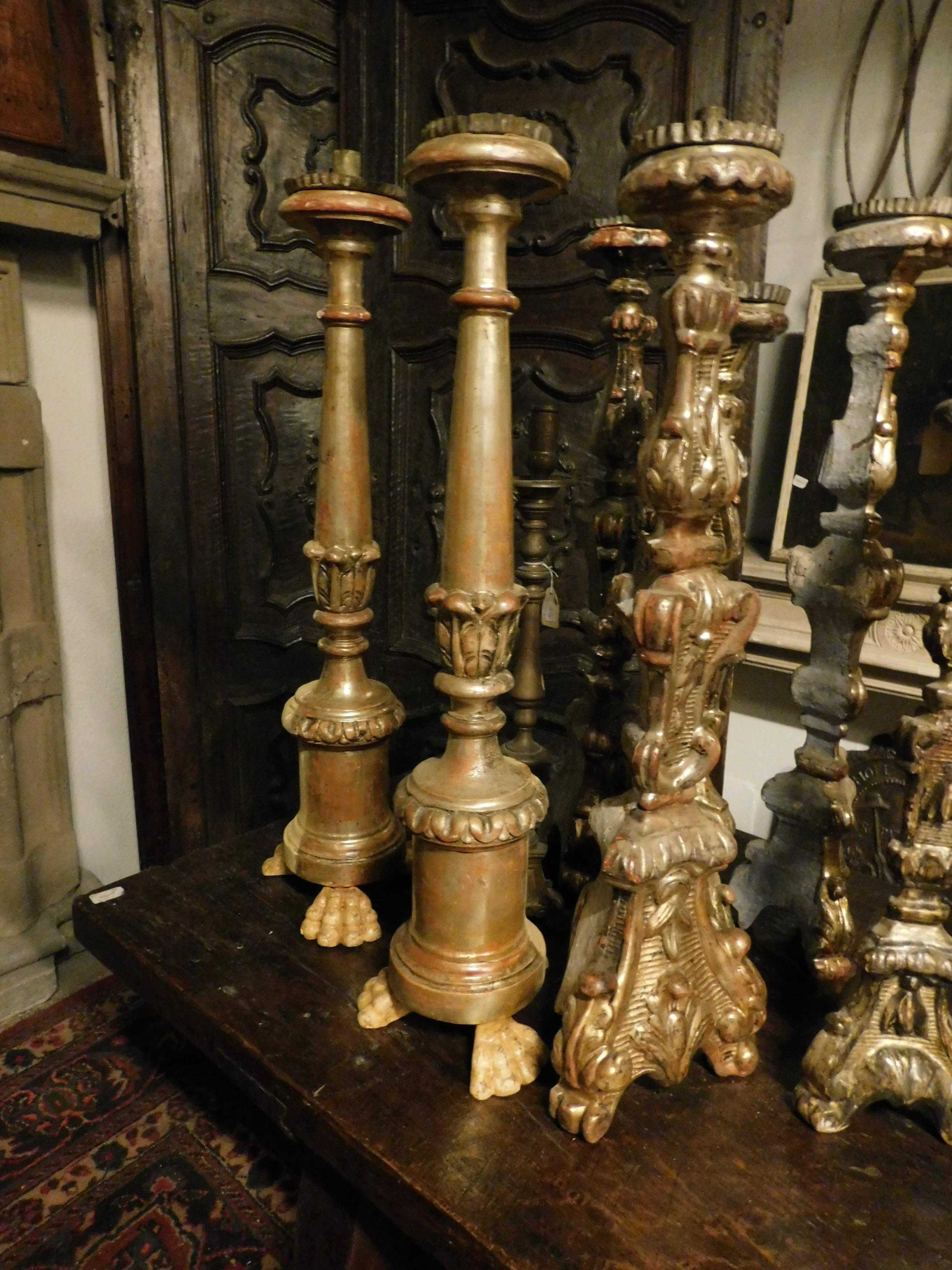 18th Century Antiques Candelabra in Gilded Wood 3
