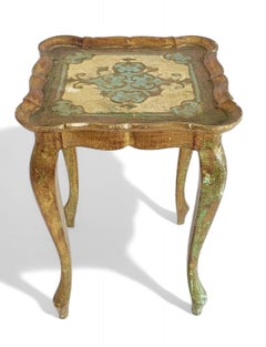 XVIII Century Florentine Style Rococo Revival  Italian Gilt Accent Side Table