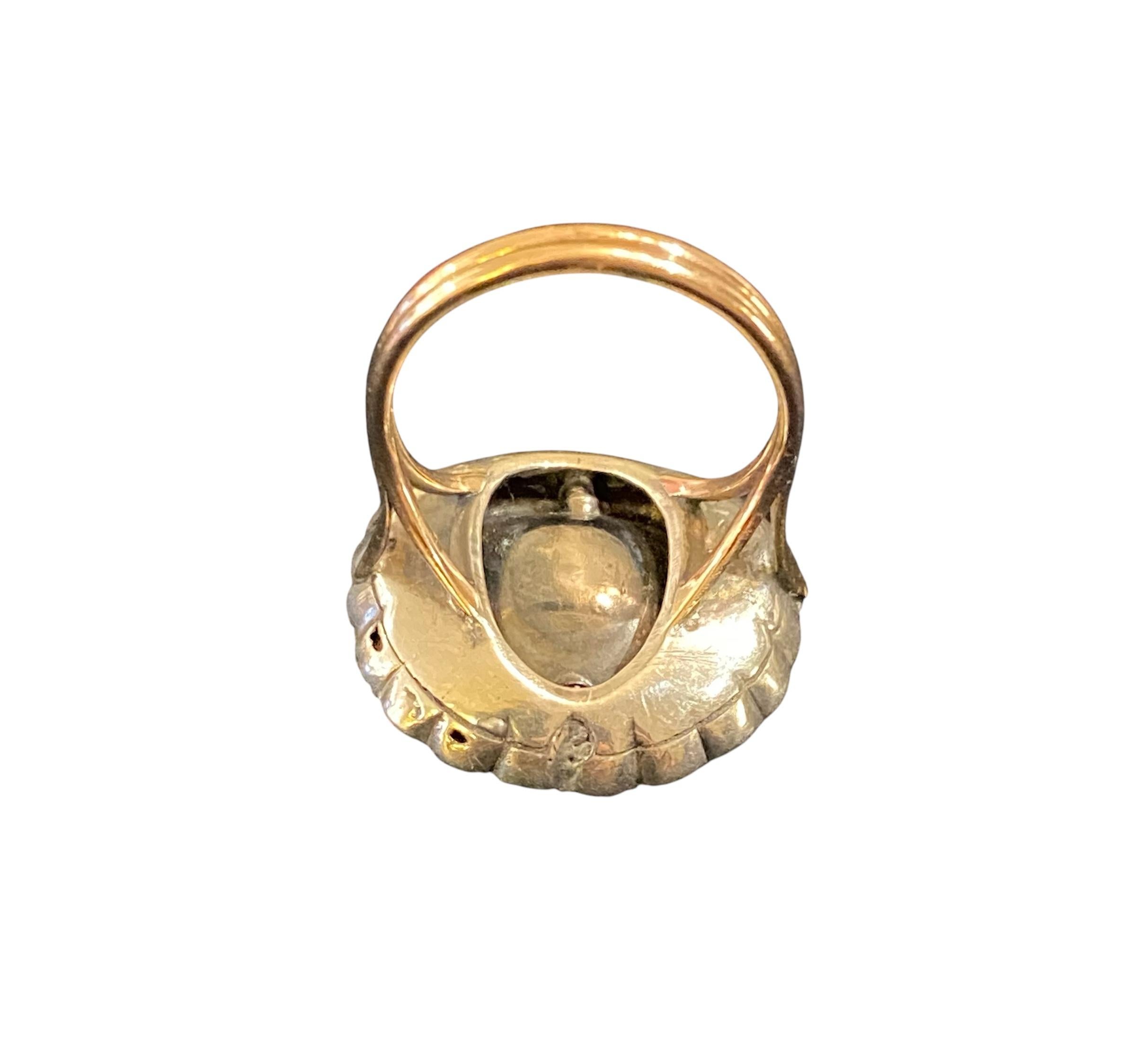Portugiesischer Ring aus Gold und Silber des XVIII. Jahrhunderts mit Amethyst und Chrysolit im Angebot 2