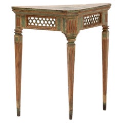 Antique XVIII Century Italian Painted Corner Console Table
