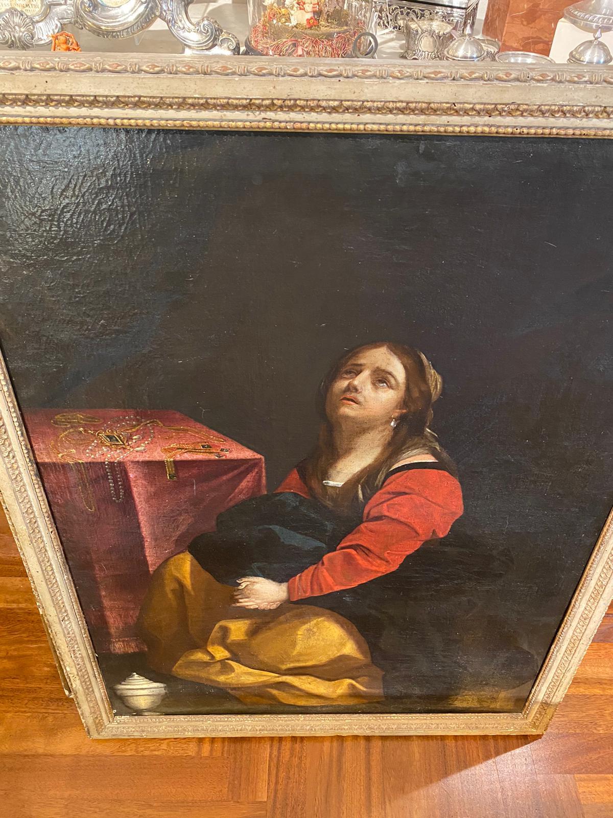 Italian 18th Century La Maddalena Oil on Canvas For Sale
