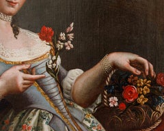 18th century, circle of Pietro Antonio Rotari, Girl with flower basket