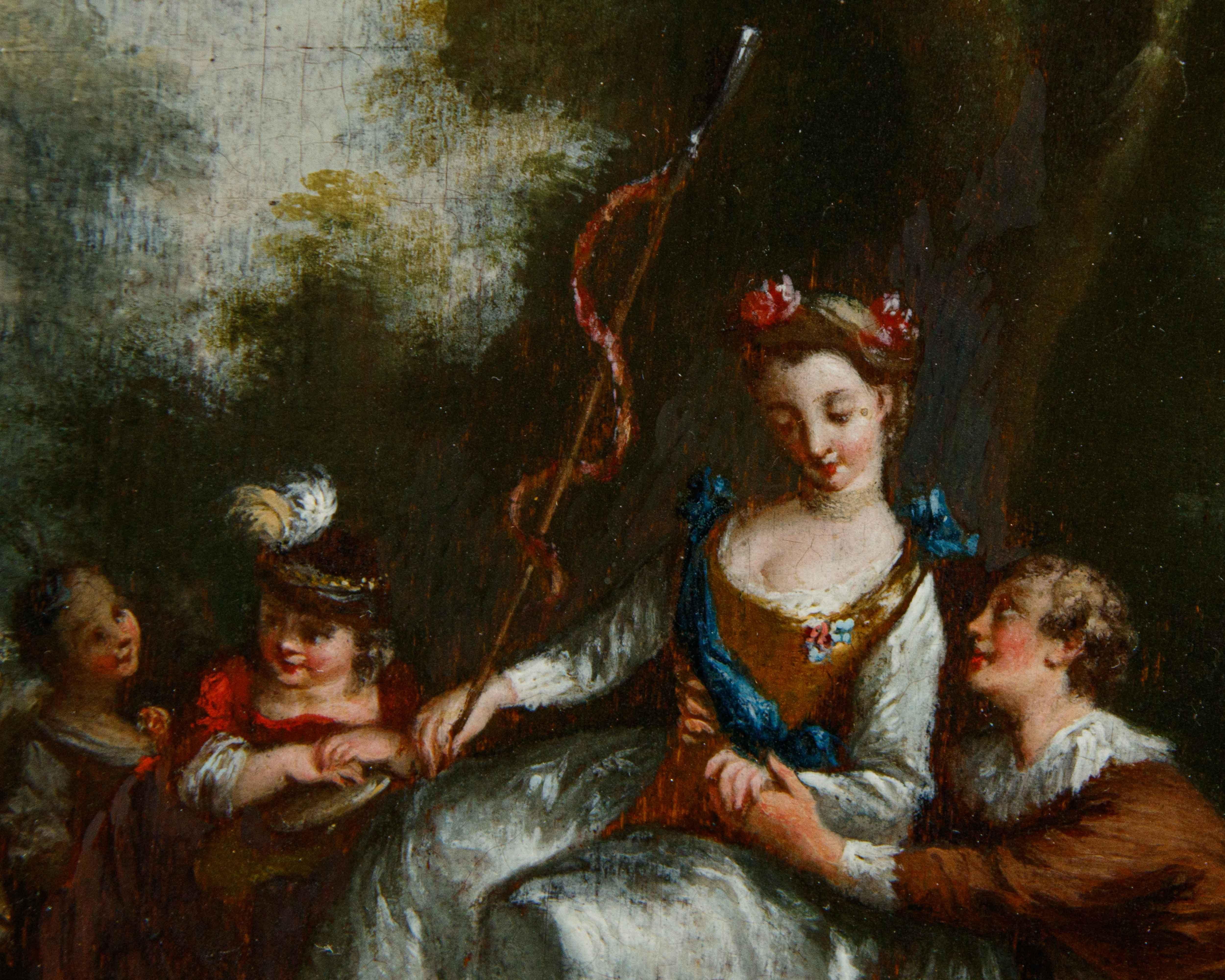 Huilé XVIIIe siècle, École française, Scènes galantes en vente
