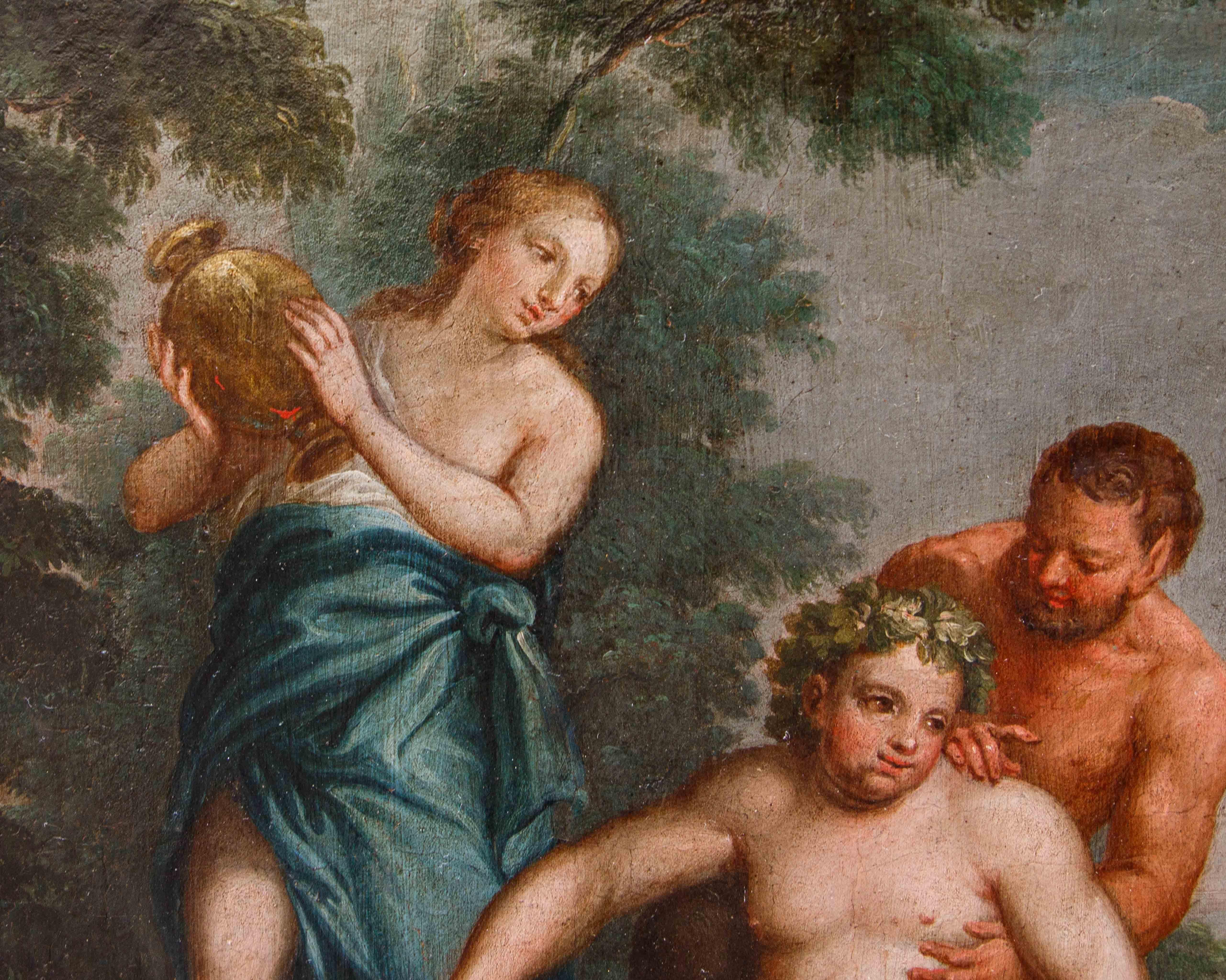 Toile XVIIIe siècle, Période qui coïncide avec l'éducation de Bacchus en vente