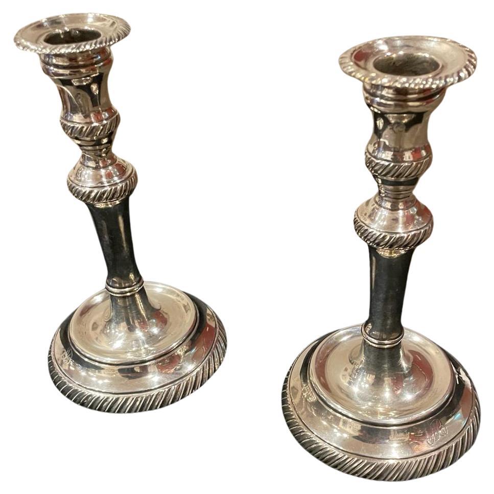 XVIIIc Antique Venetian Silver Candle Sticks c1770's, by Domenego Bertoli "D.B." For Sale