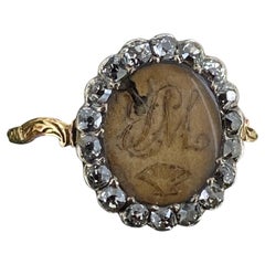 Antique XVIIIc c1768 22K Gold, Old Cut Diamond Memento Mori Ring in memory of WM Rudd.