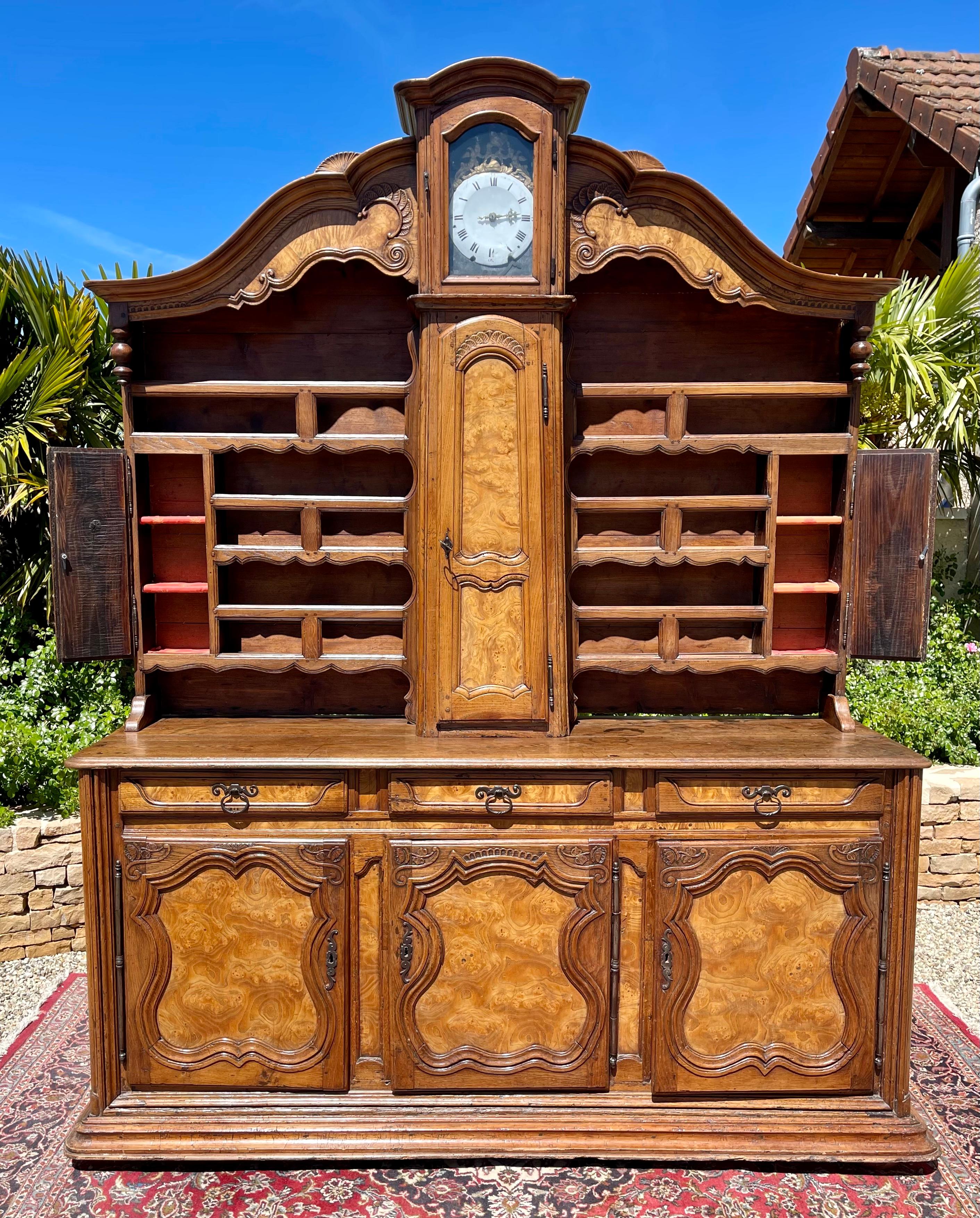 18th Century, Bressan Dresser with Elm Clock For Sale 9