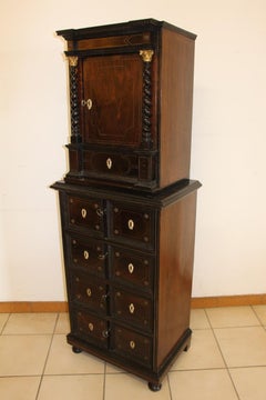 17th Century Cabinet in Rosewood and Tin Fillet