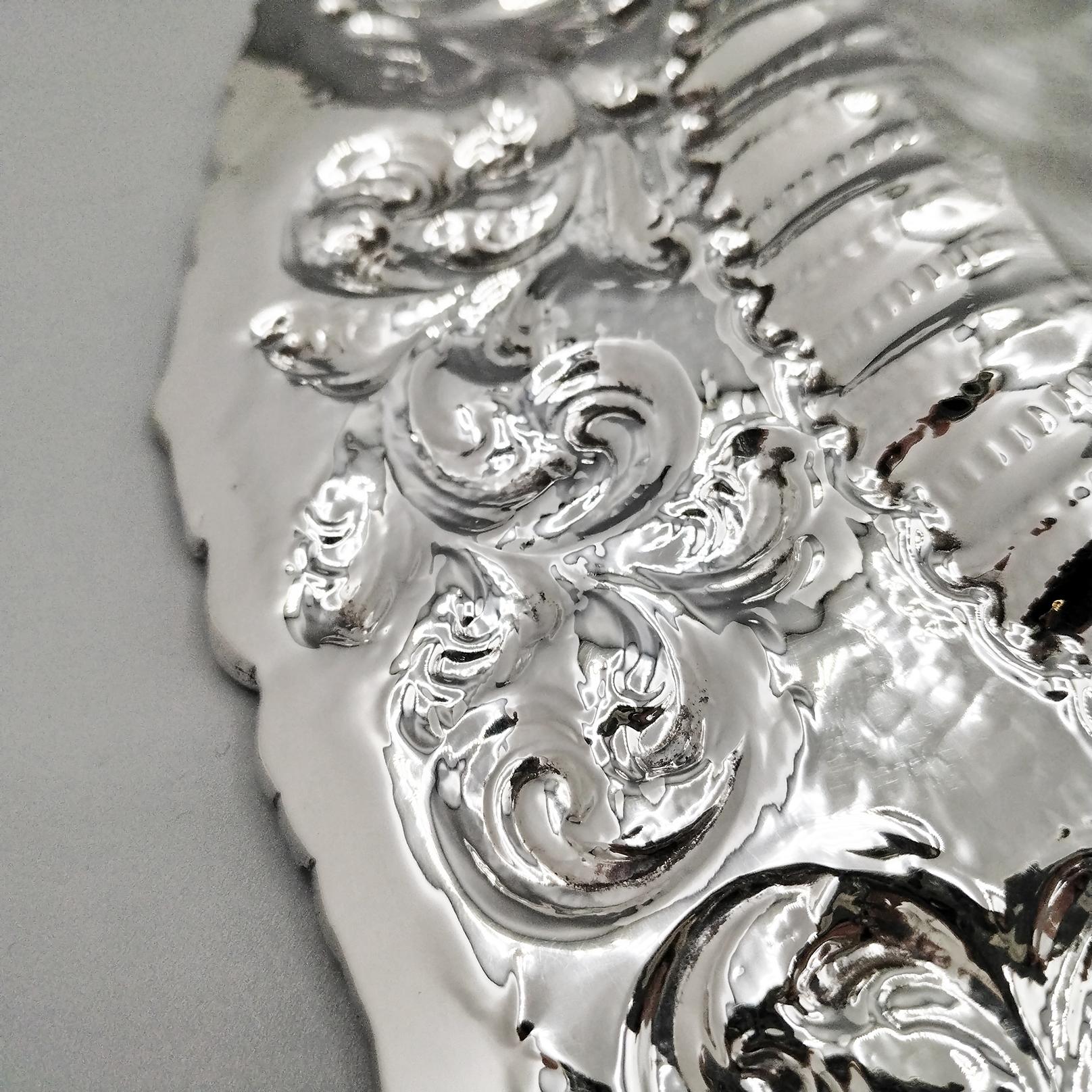 XX Centiry Italian Solid 800 silver dish in Baroque style im Angebot 3