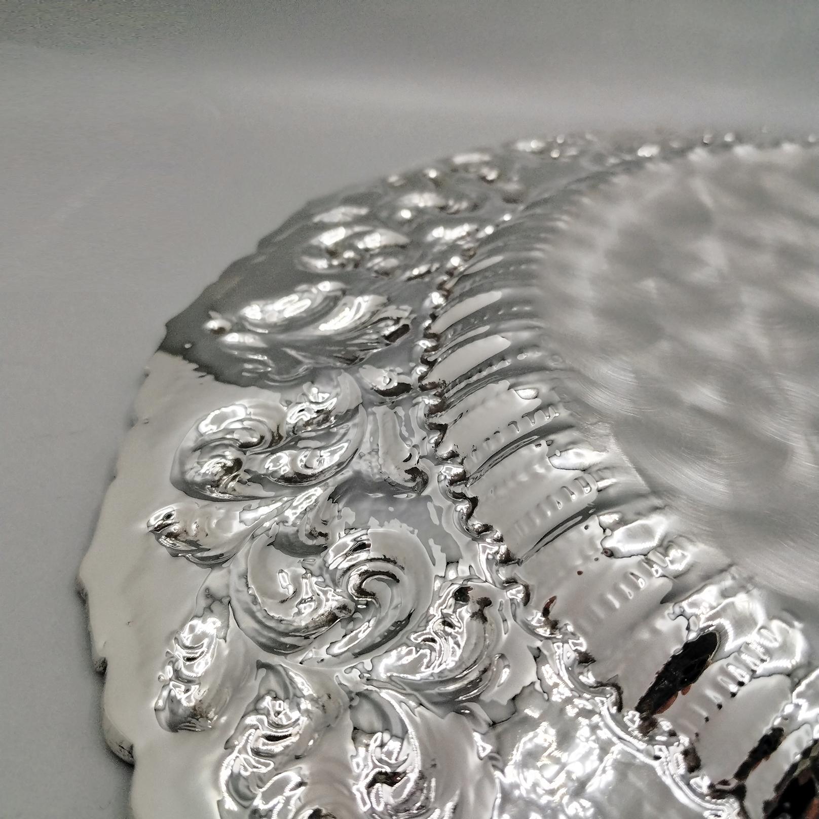 XX Centiry Italian Solid 800 silver dish in Baroque style im Angebot 4
