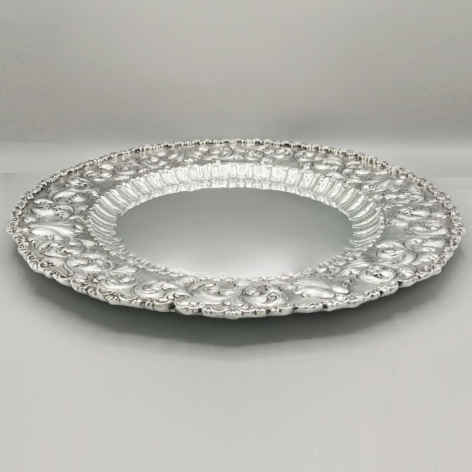 XX Centiry Italian Solid 800 silver dish in Baroque style im Zustand „Hervorragend“ im Angebot in VALENZA, IT
