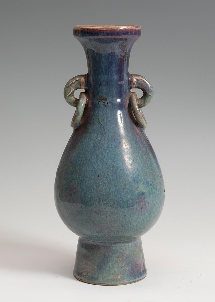20th Century Chinese Blue Flambe-Glazed Porcelain Enamel Vase In Good Condition In Marbella, ES