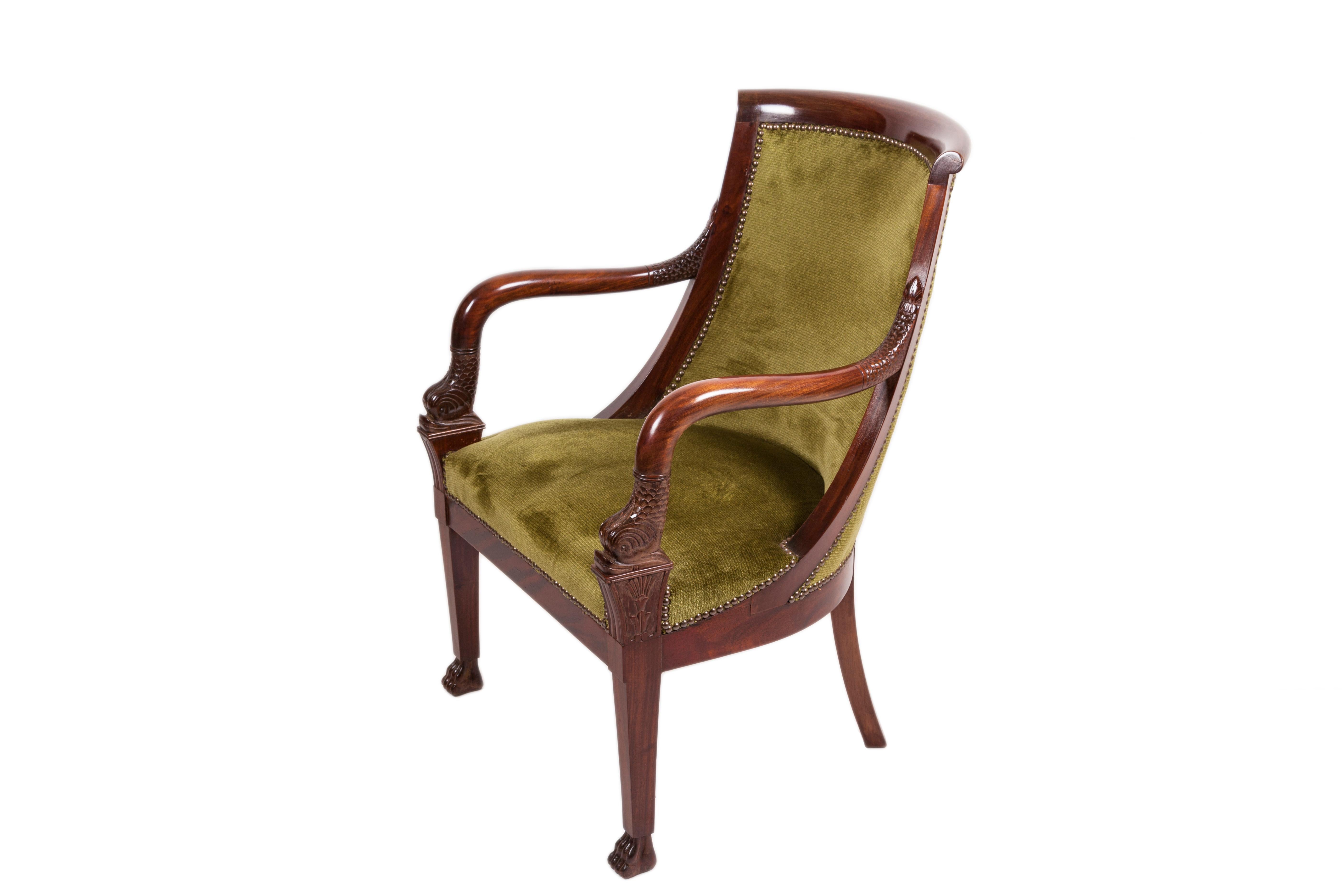 20th Century Empire Mahogany Pair of French Armchairs In Excellent Condition In Tricase, Italia