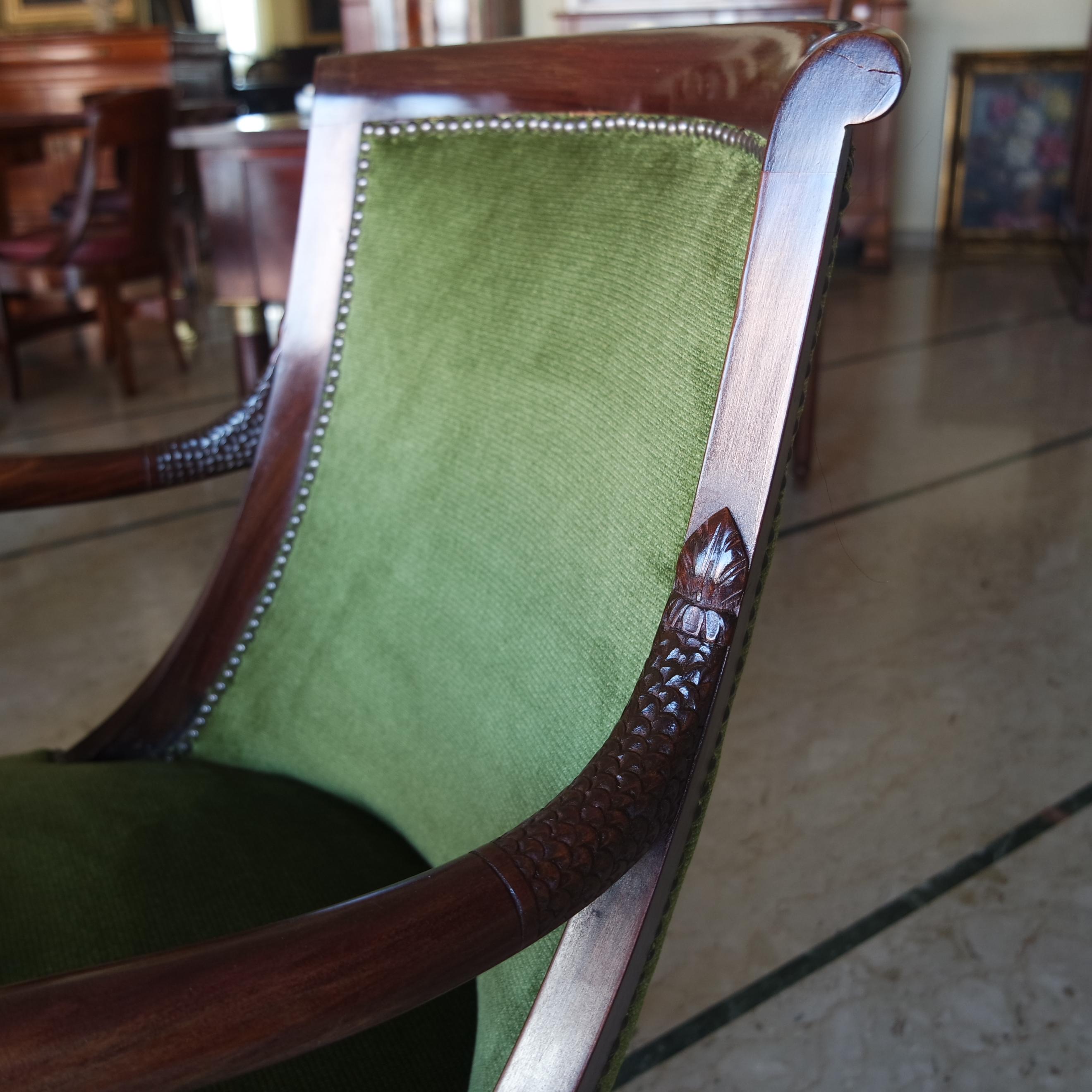 20th Century Empire Mahogany Pair of French Armchairs 2