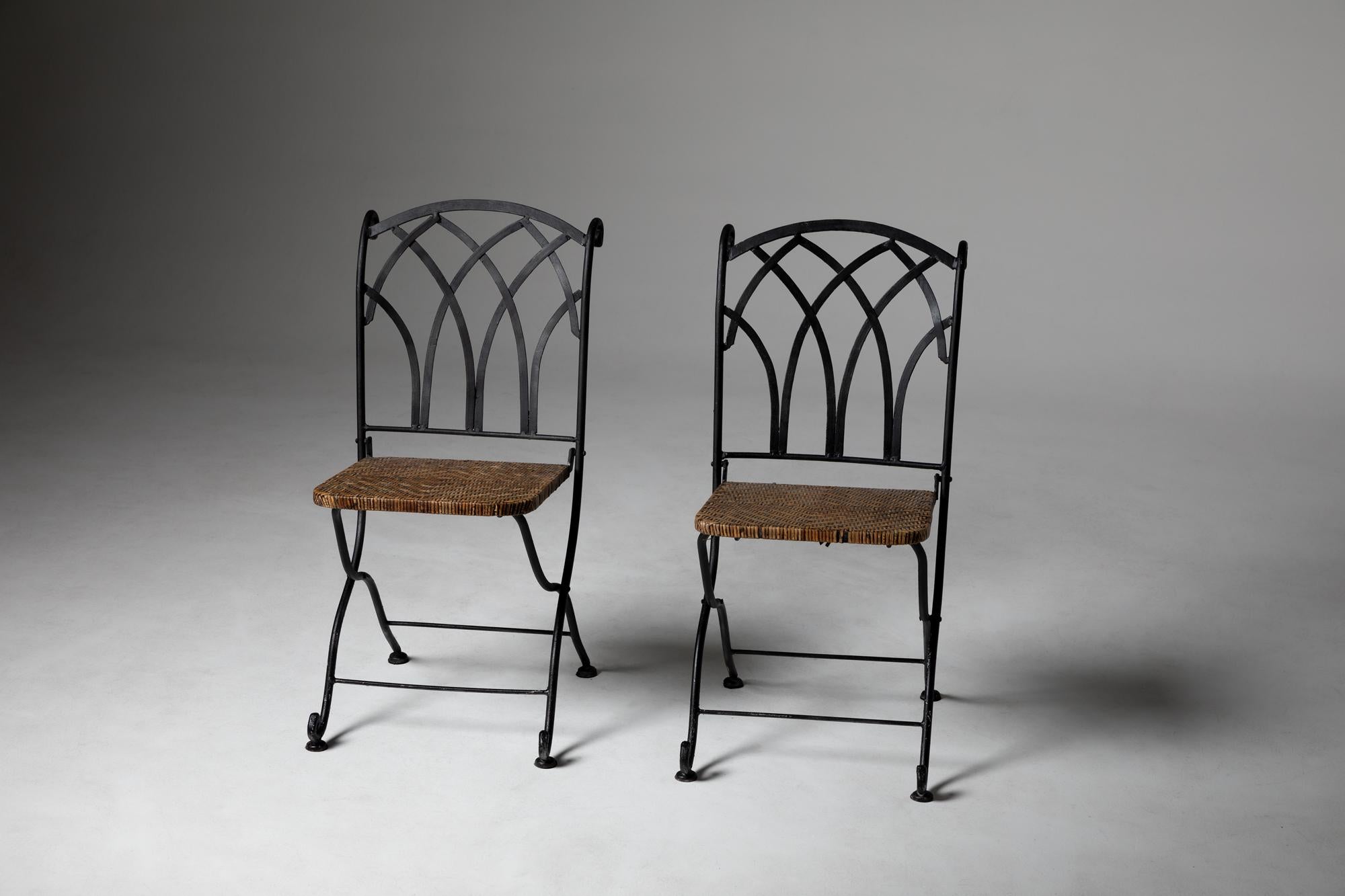 XX Century French Garden Iron Bench and Two Chairs In Good Condition For Sale In Lisboa, PT