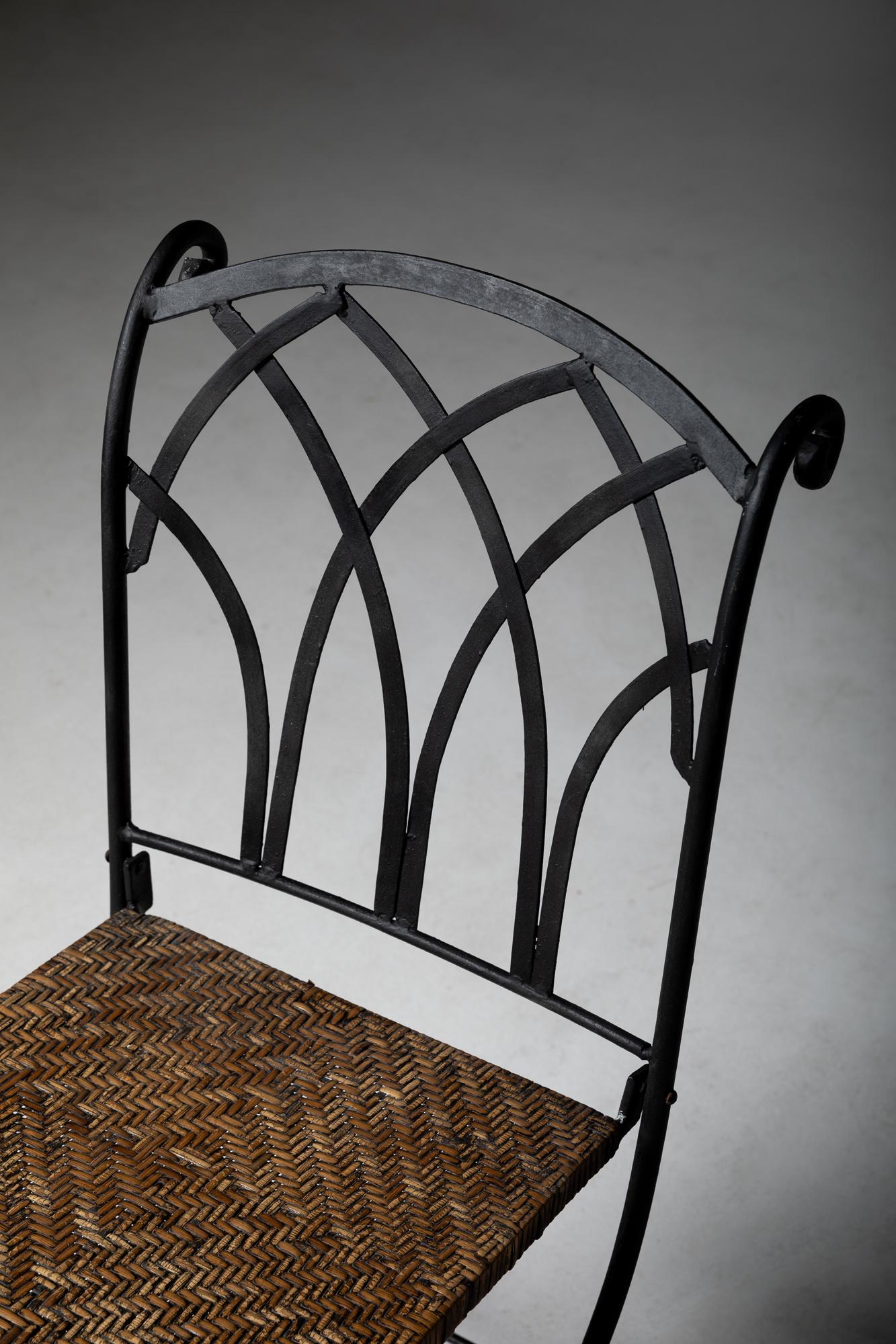 20th Century XX Century French Garden Iron Bench and Two Chairs For Sale