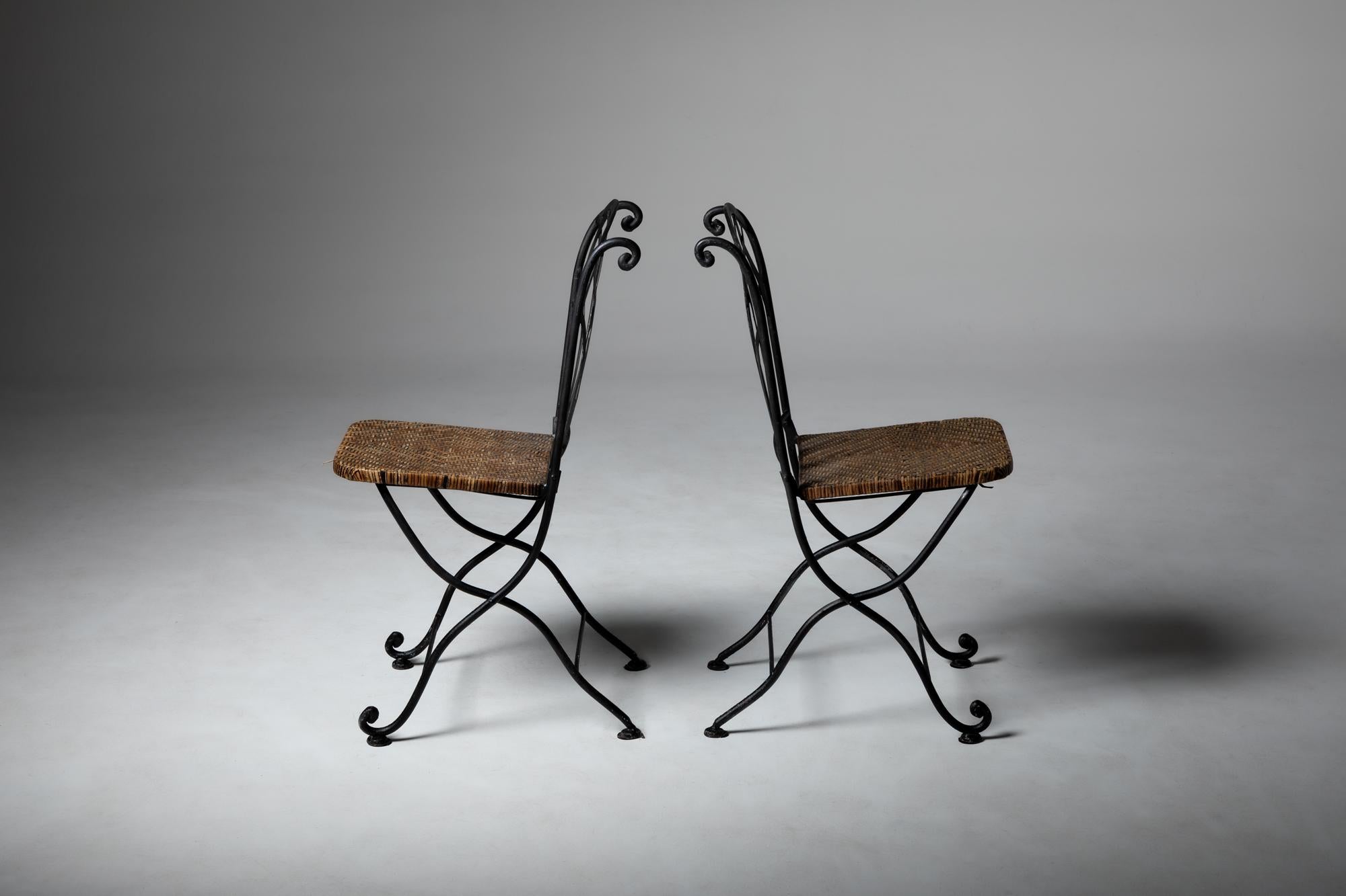 XX Century French Garden Iron Bench and Two Chairs For Sale 1